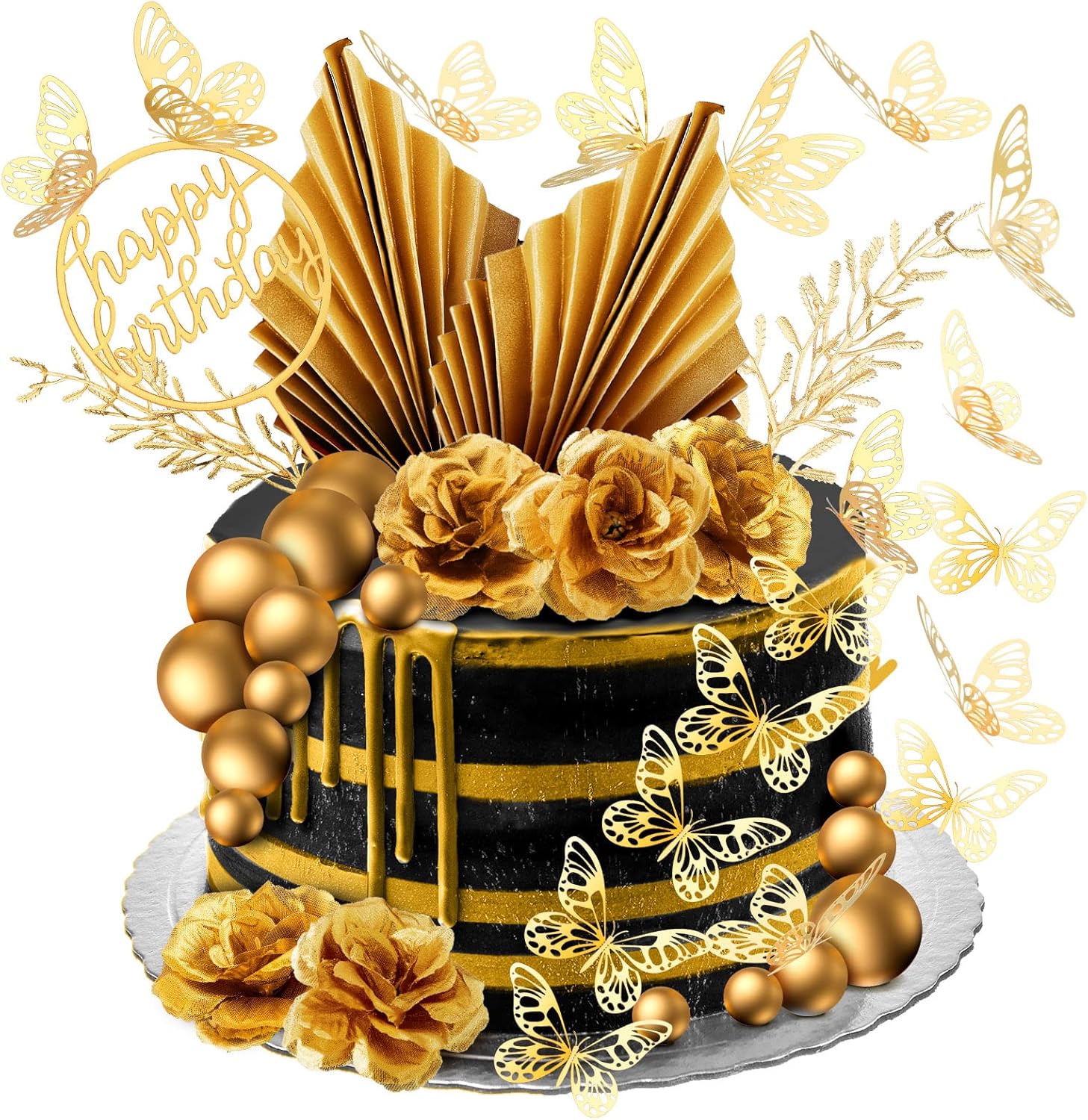 Shimeyao 52 Pcs Gold Cake Decorations Boho Style