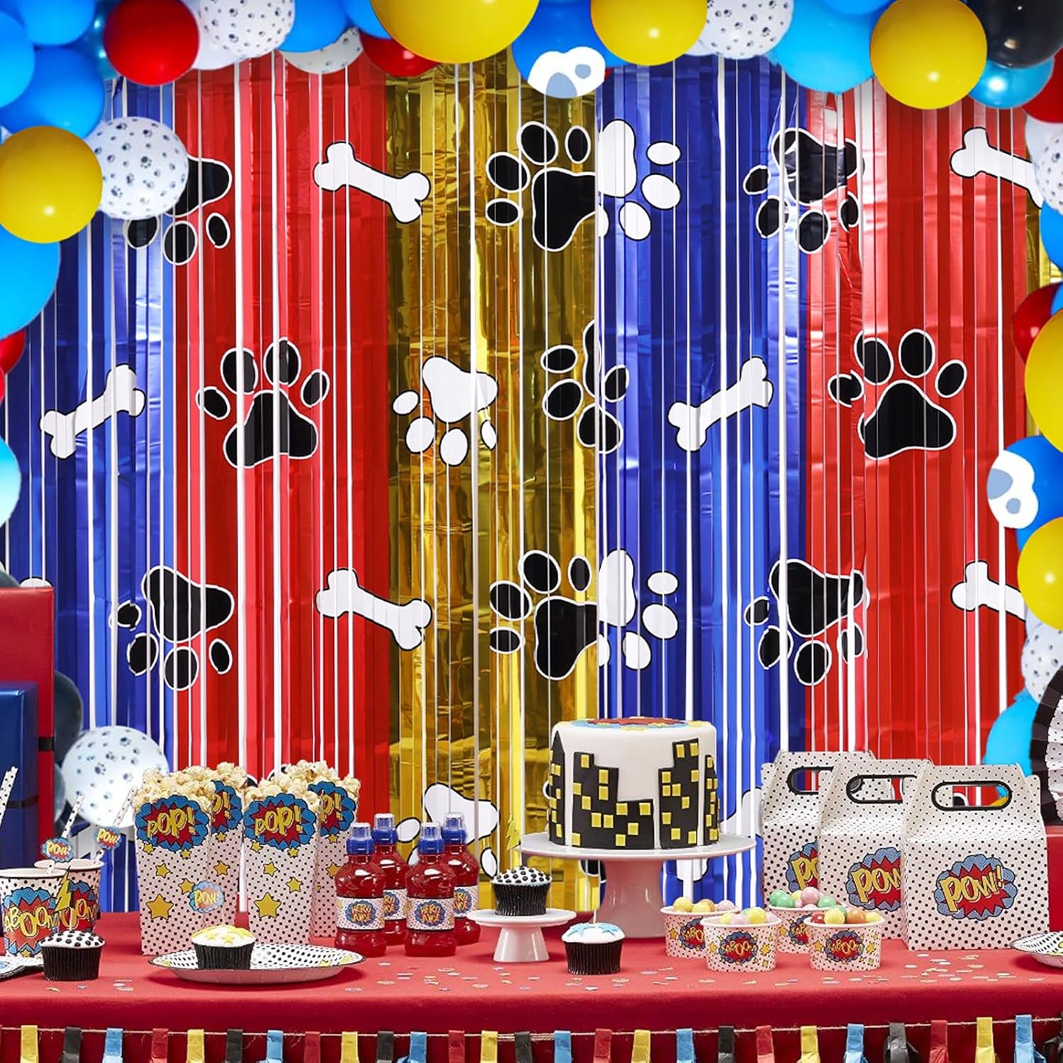 Buchele Playful Paw Decor Kit - 2 Pack Tinsel Curtains Balloons