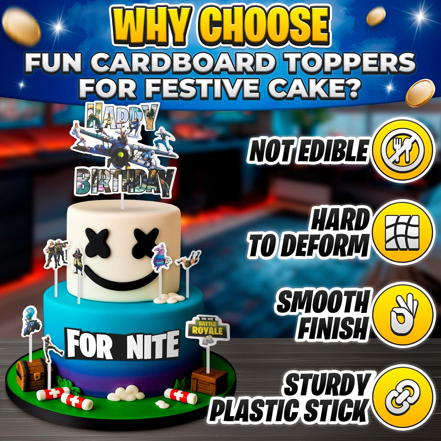 V TOWER Video Game Cake Topper Set