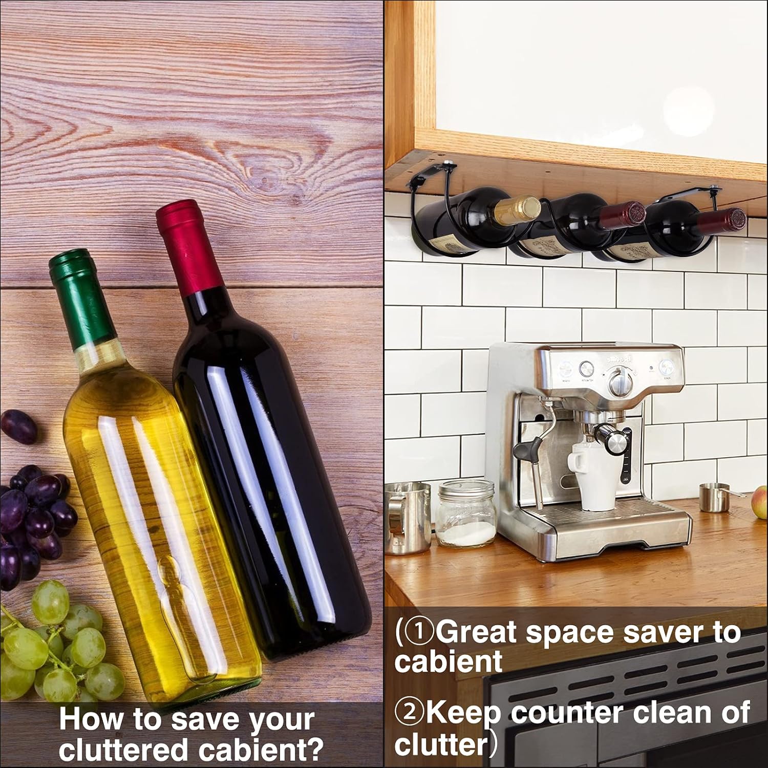 FOMANSH Wall-Mounted Wine Rack - Space-Saving Kitchen Organizer
