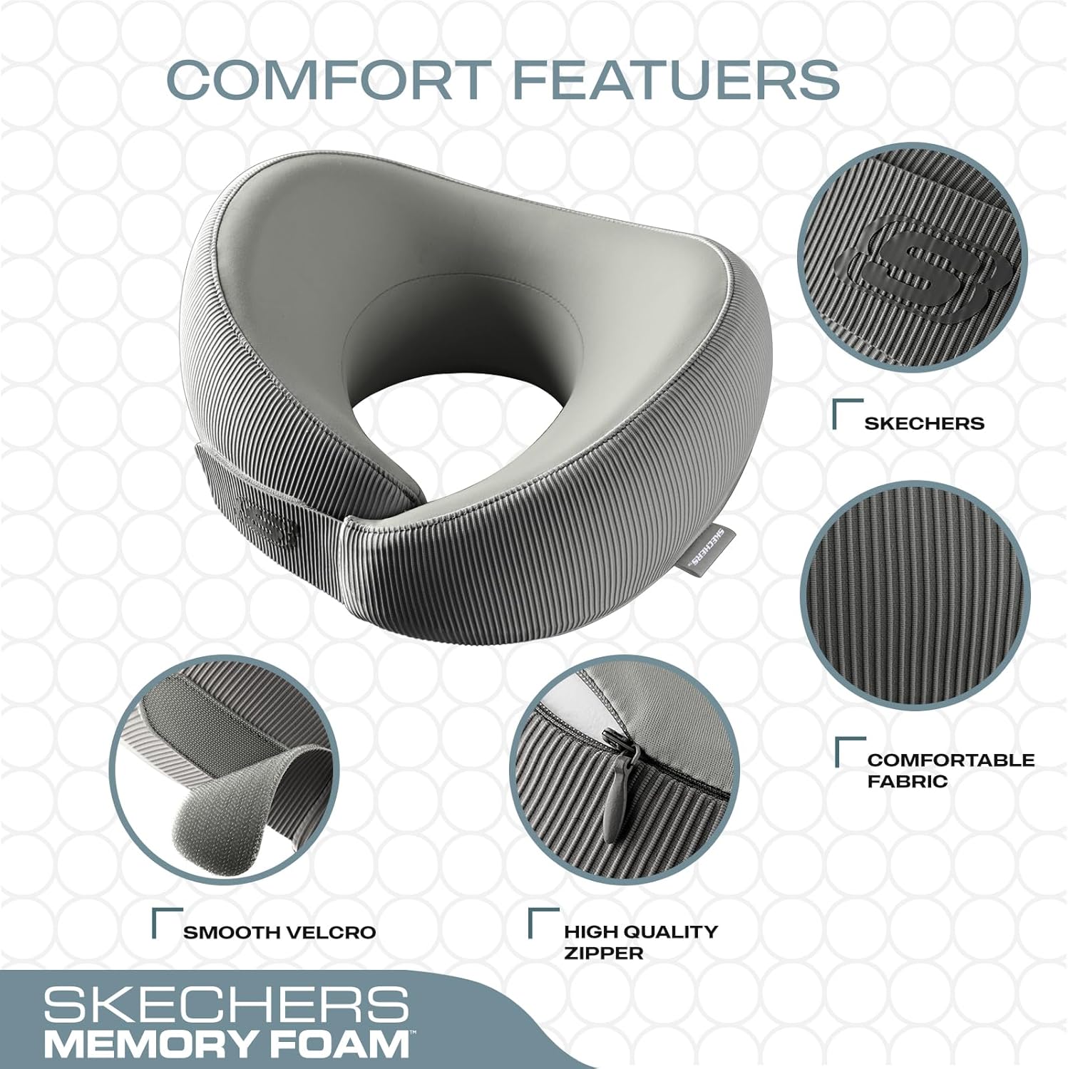 Skechers Memory Foam Travel Pillow for Neck Support