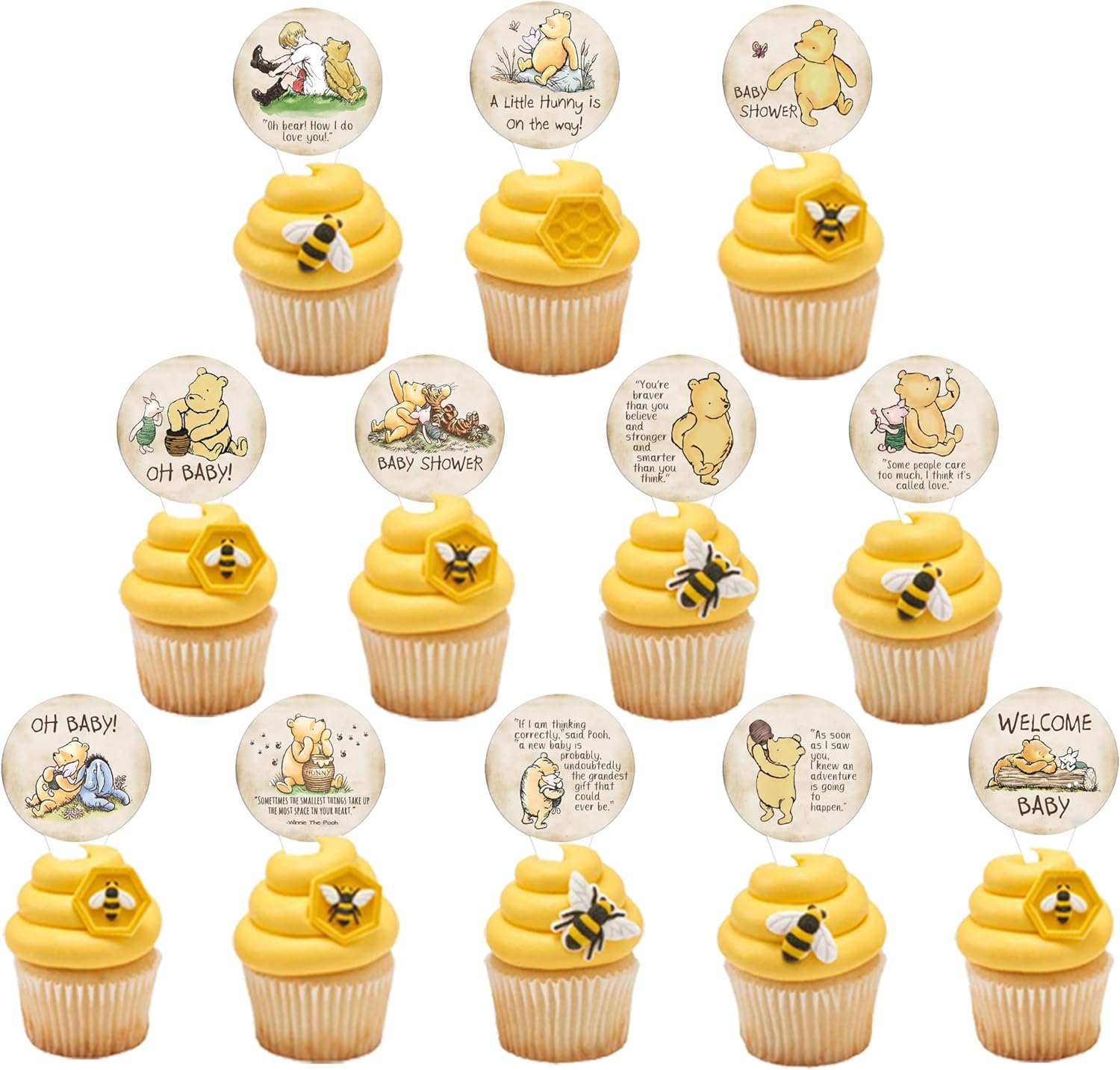 48Pcs Bear Themed Cupcake Toppers for Baby Showers and Birthday Parties