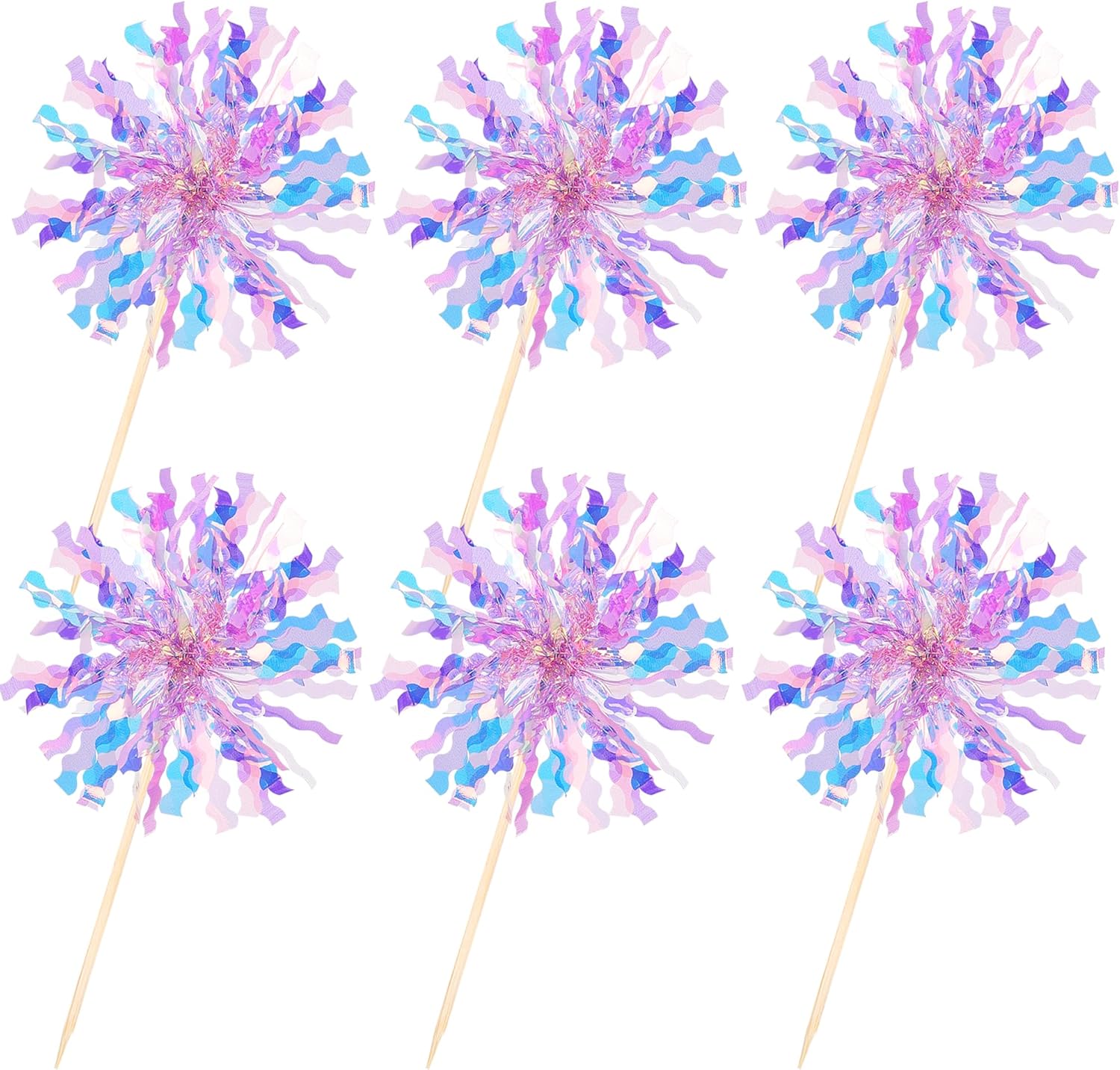 30 PCS Purple Foil Firework Cupcake Toppers 1
