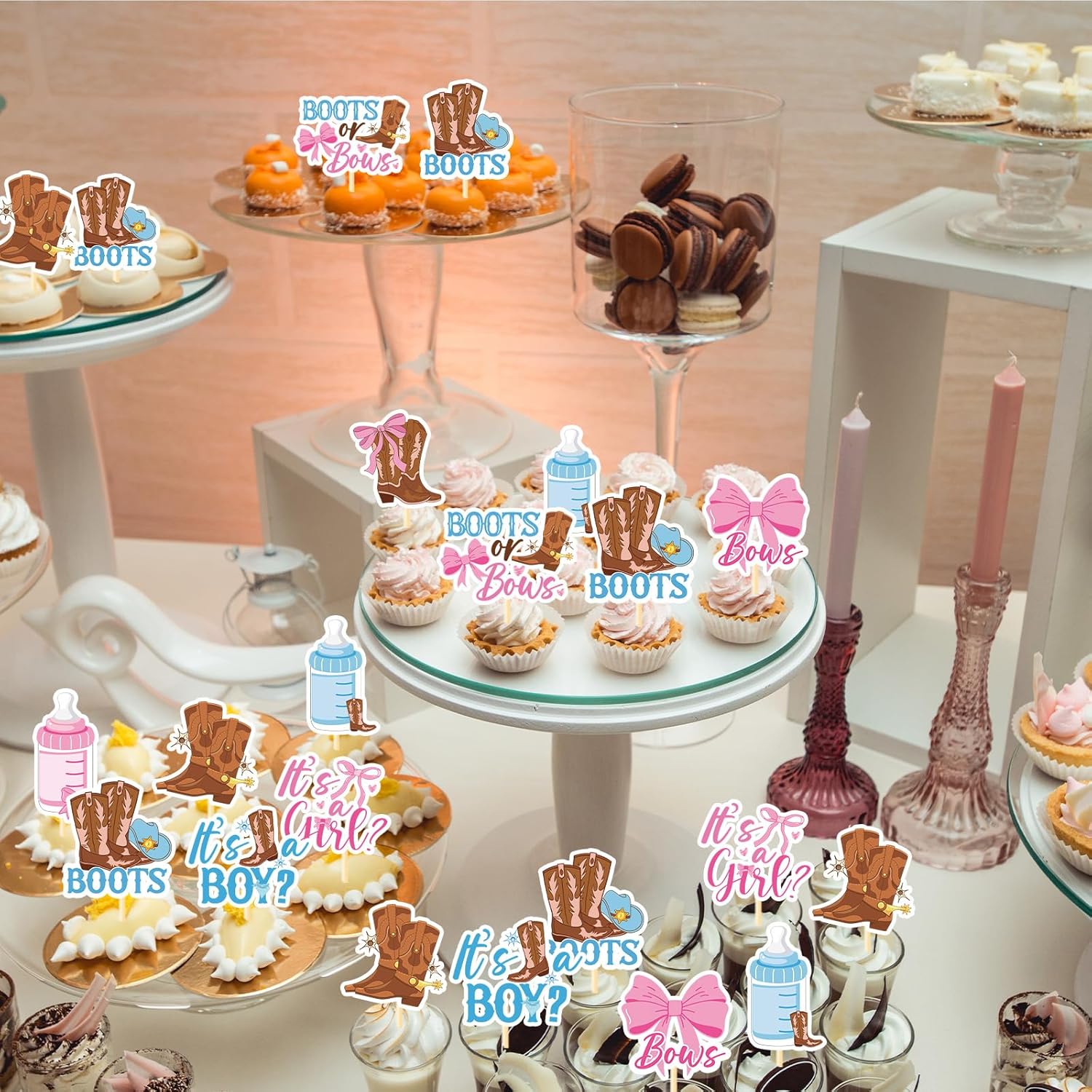 InIsaJace 36PCS Boots or Bows Cupcake Toppers