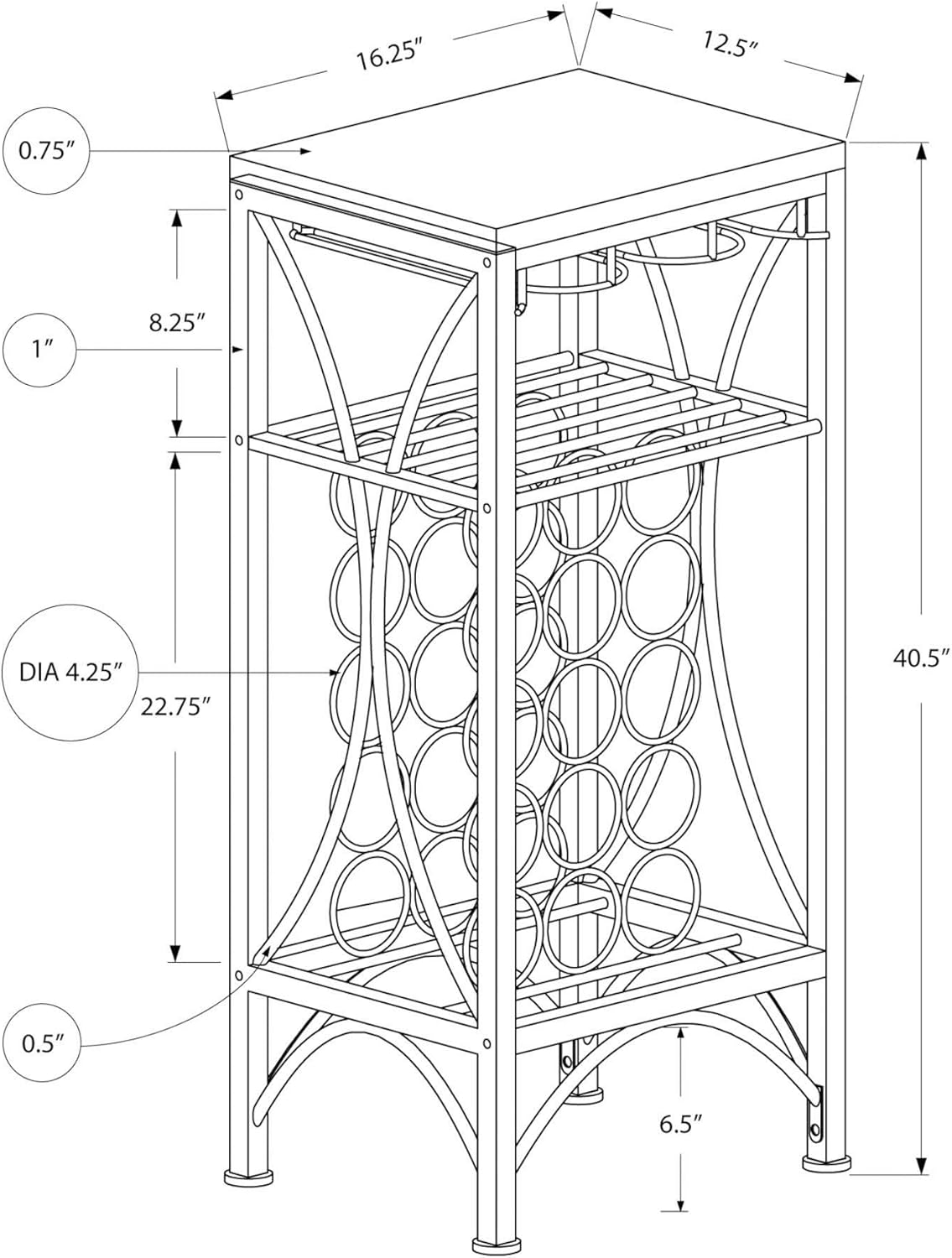 Monarch Specialties 3347 Freestanding Wine Rack 1