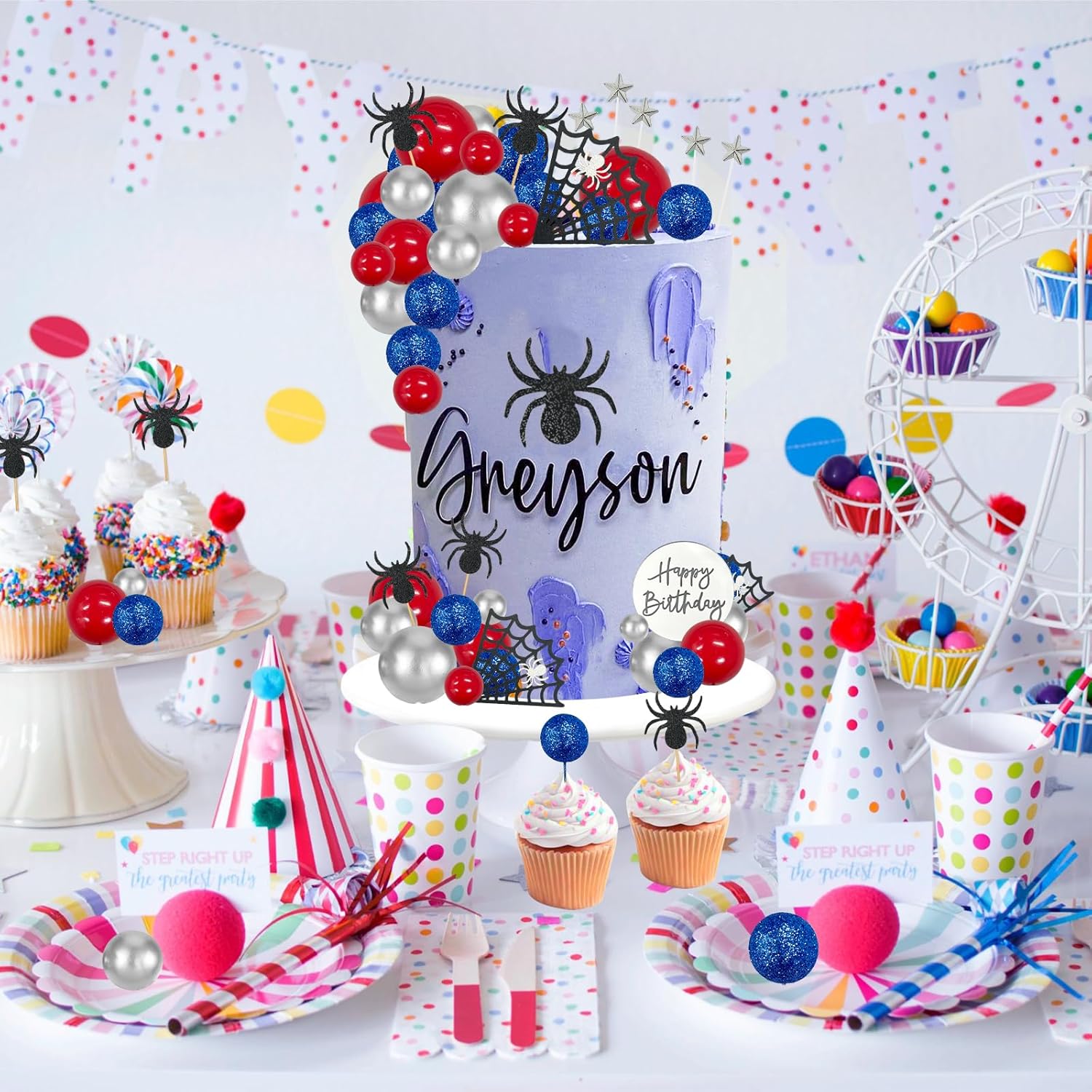 Morofme Spider Cake Topper with Glitter Decorations