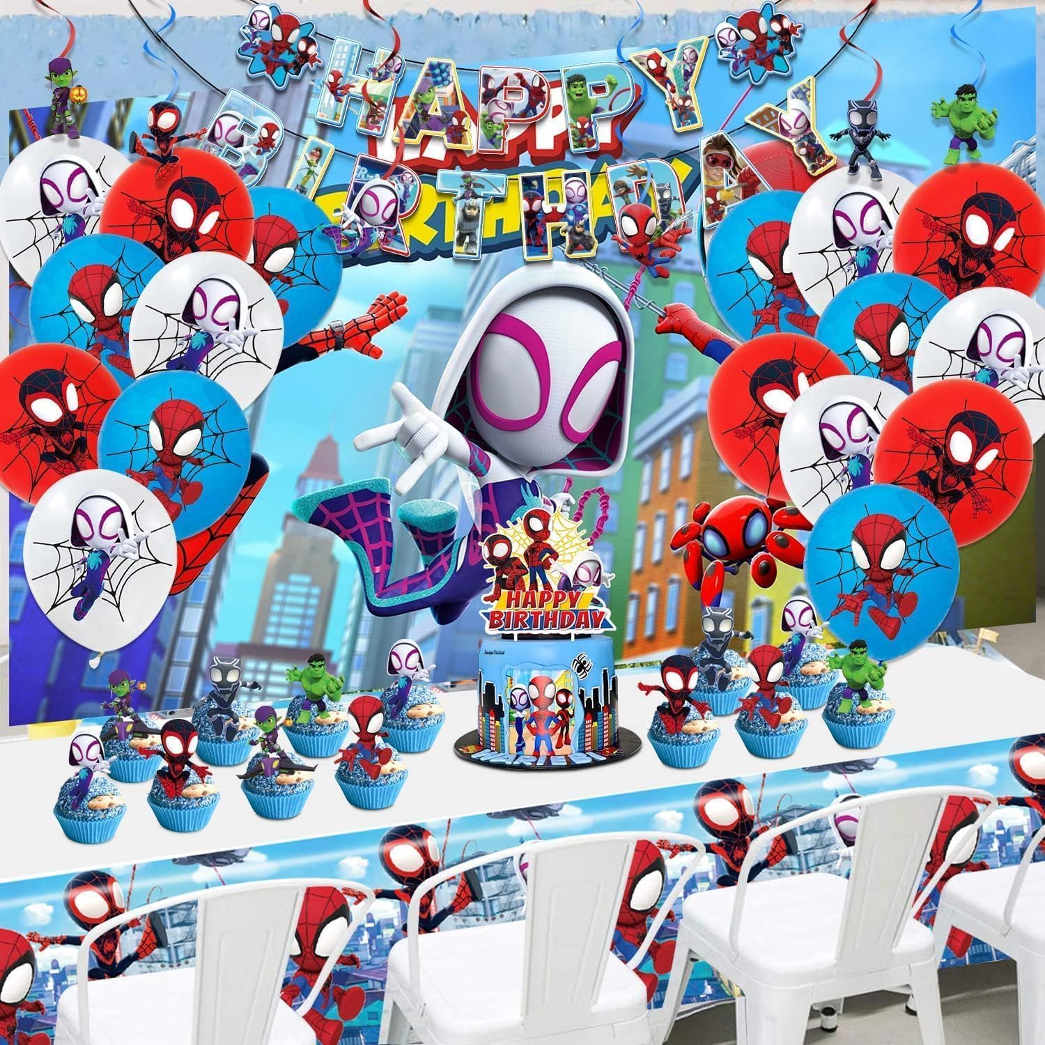 Spidey Themed Birthday Decorations Kit