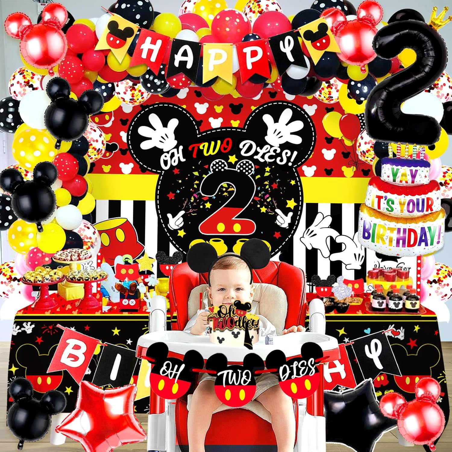 Yusino 132pcs Oh Twodles Birthday Decorations for Boy