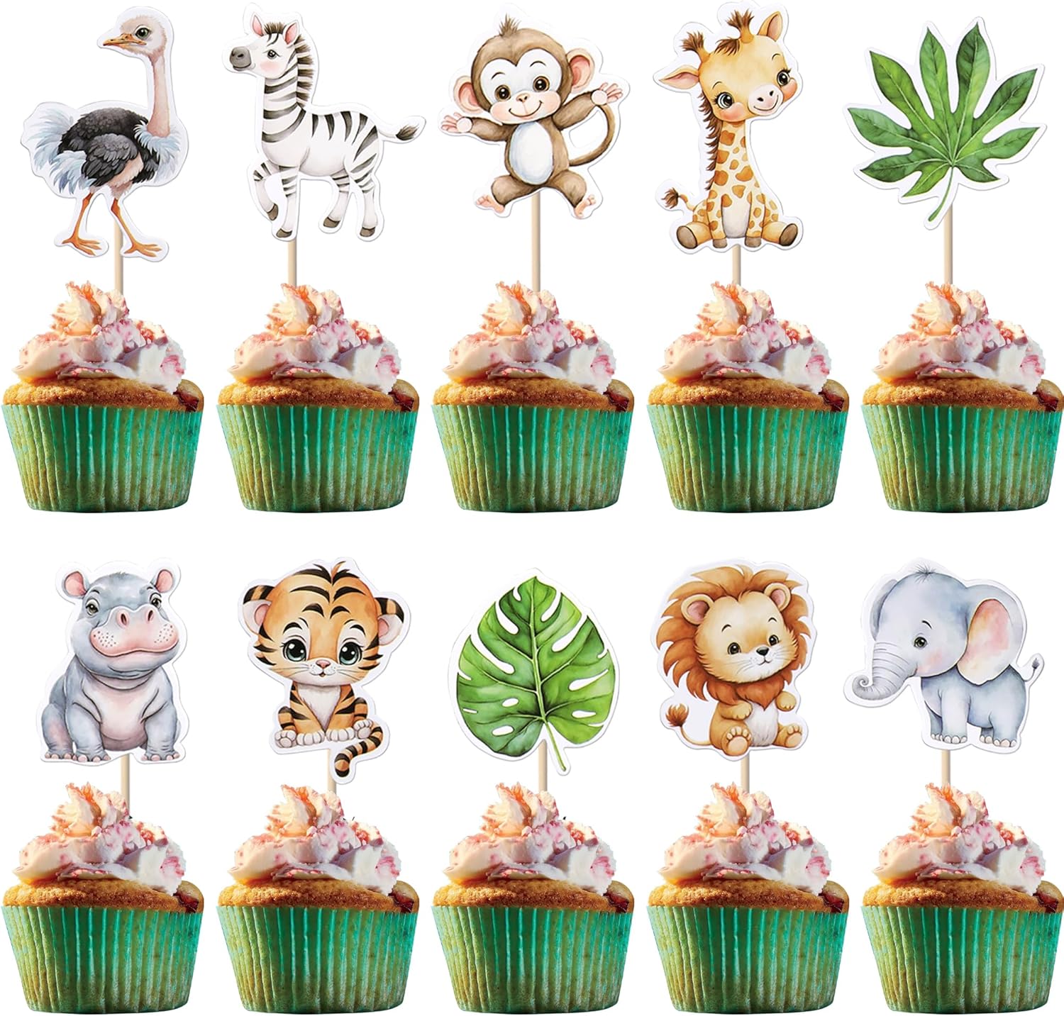 Rsstarxi 40 Pack Woodland Animal Cupcake Toppers