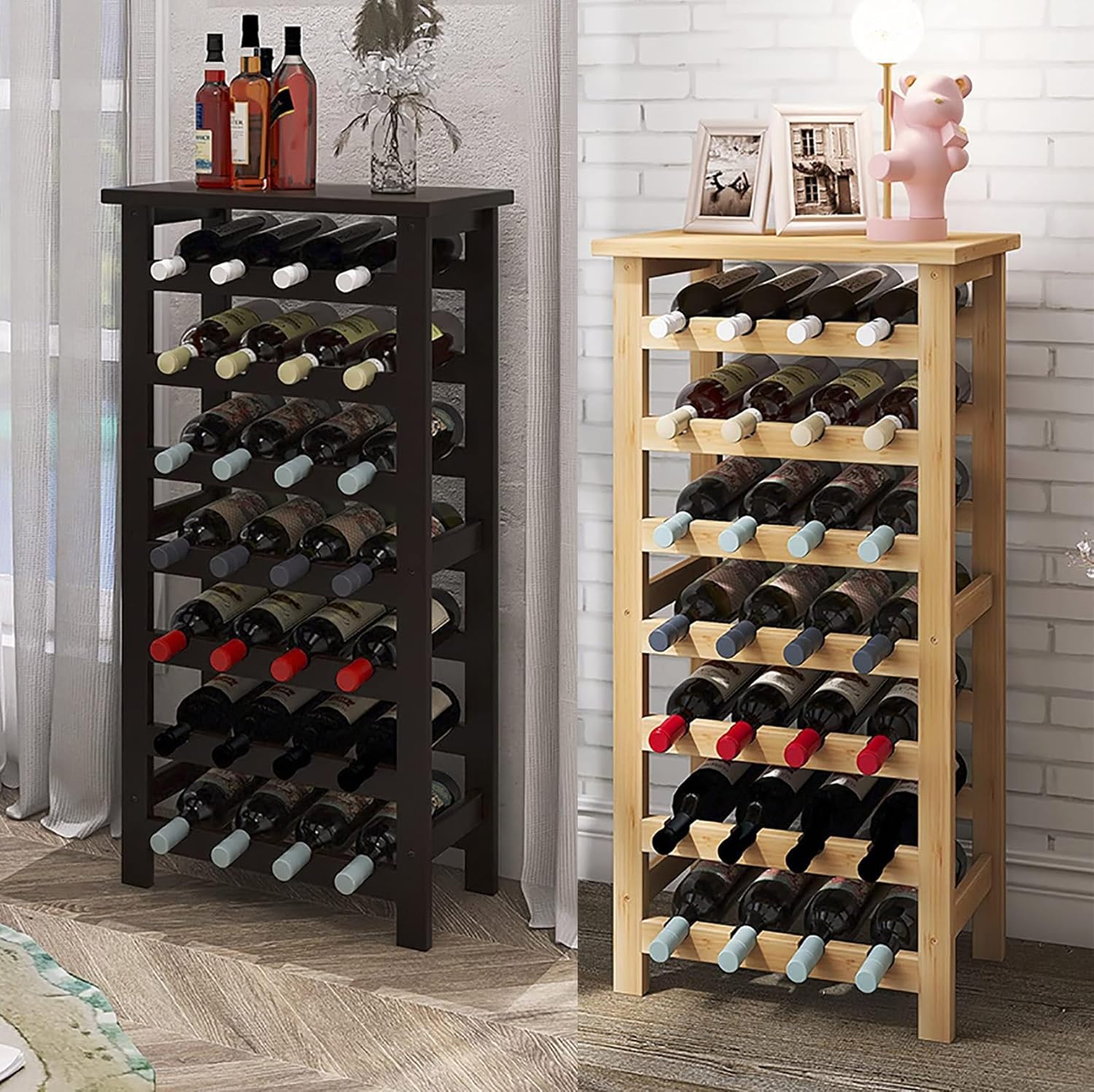 ASQUAR 7 Layer Wine Rack 28 Bottles Freestanding Storage Shelf