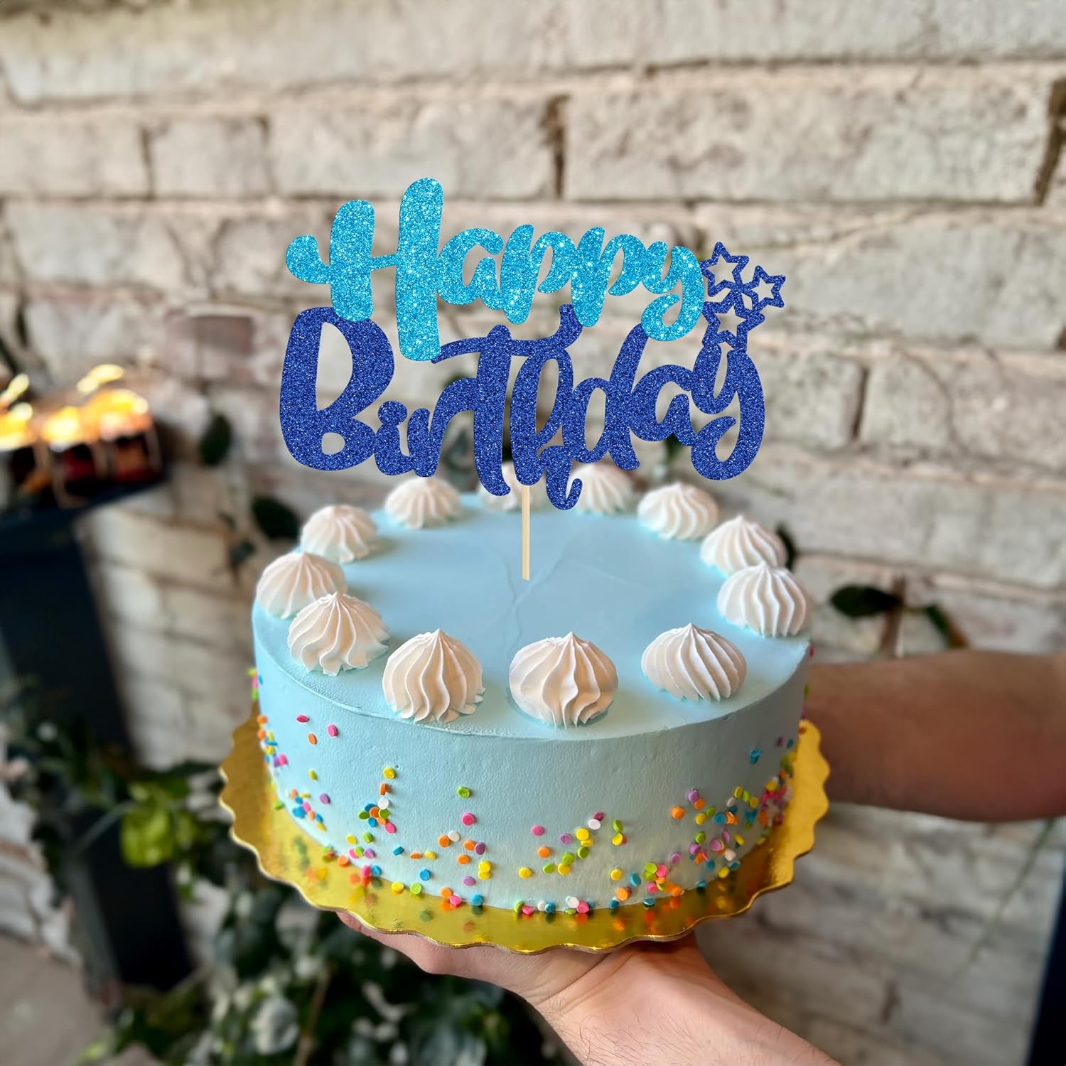 Ephlyn Happy Birthday Cake Topper Glitter Decor