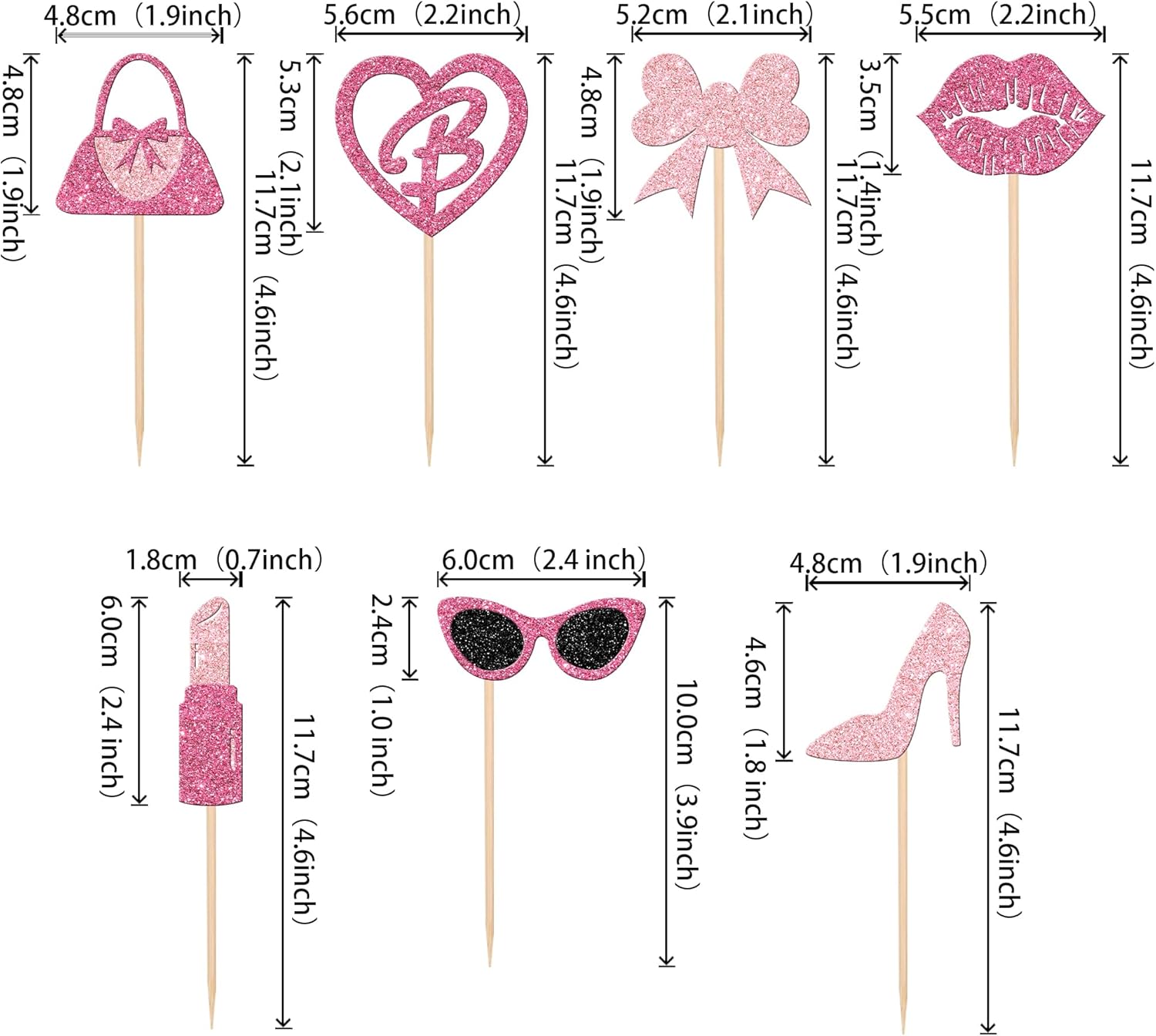 24PCS Glitter Cupcake Toppers for Princess Parties
