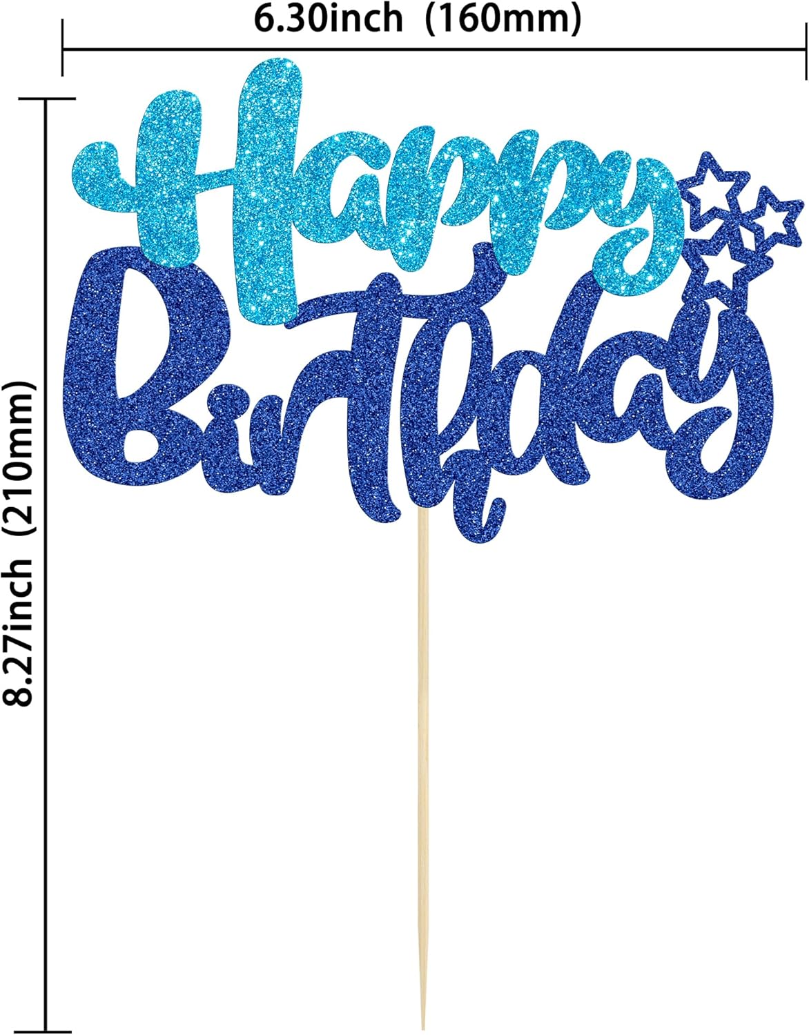 Ephlyn Happy Birthday Cake Topper Glitter Decor