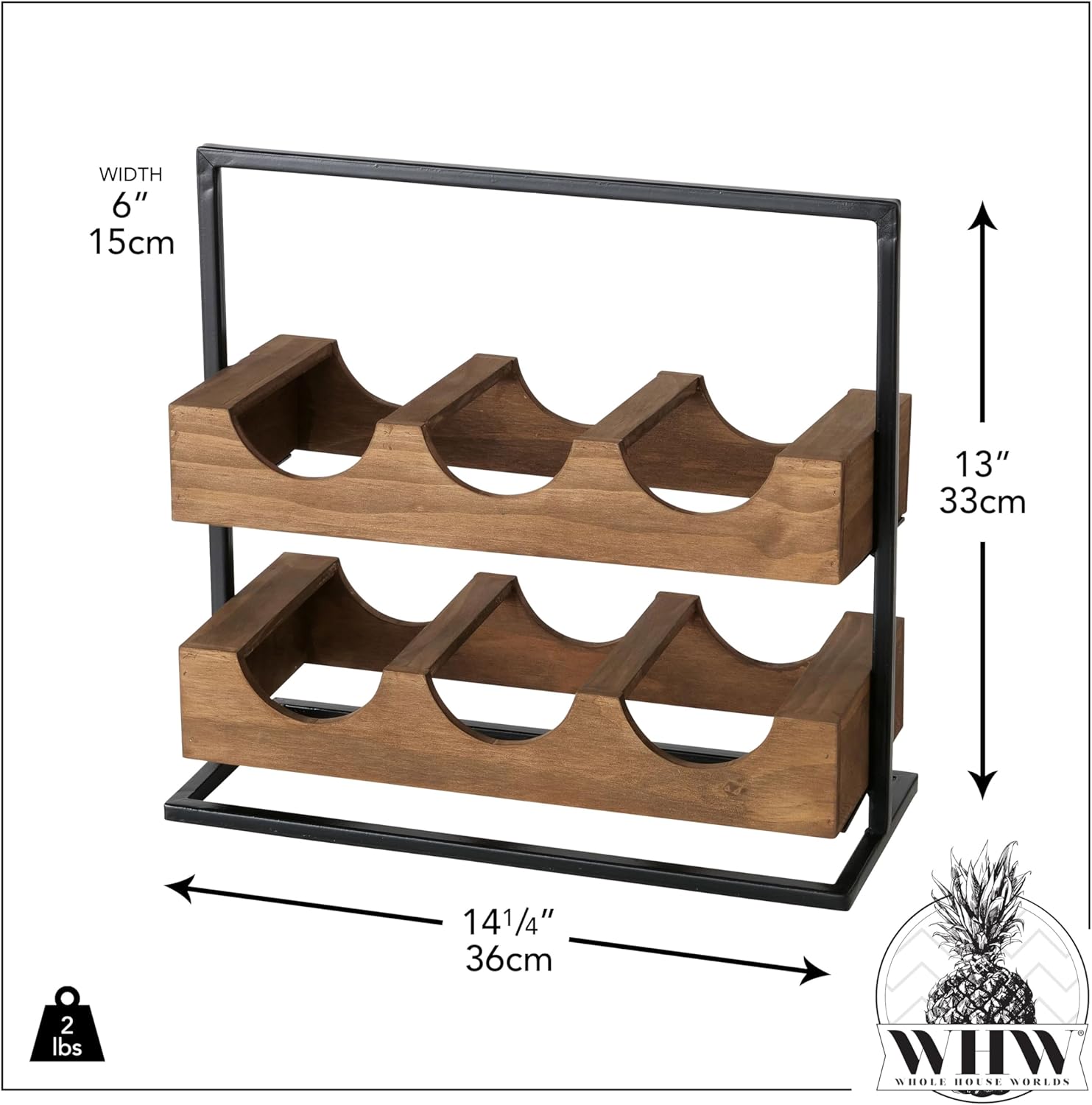 WHW Modern Farmhouse Wine Rack with 6 Bottle Rests