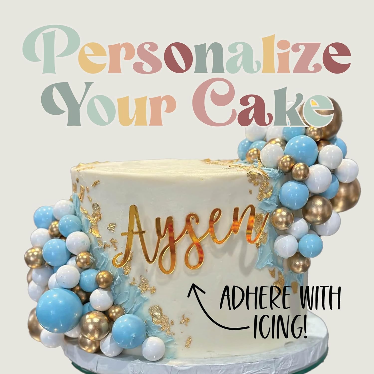 Custom Acrylic Cake Name Plate Personalized Wedding Birthday Decoration