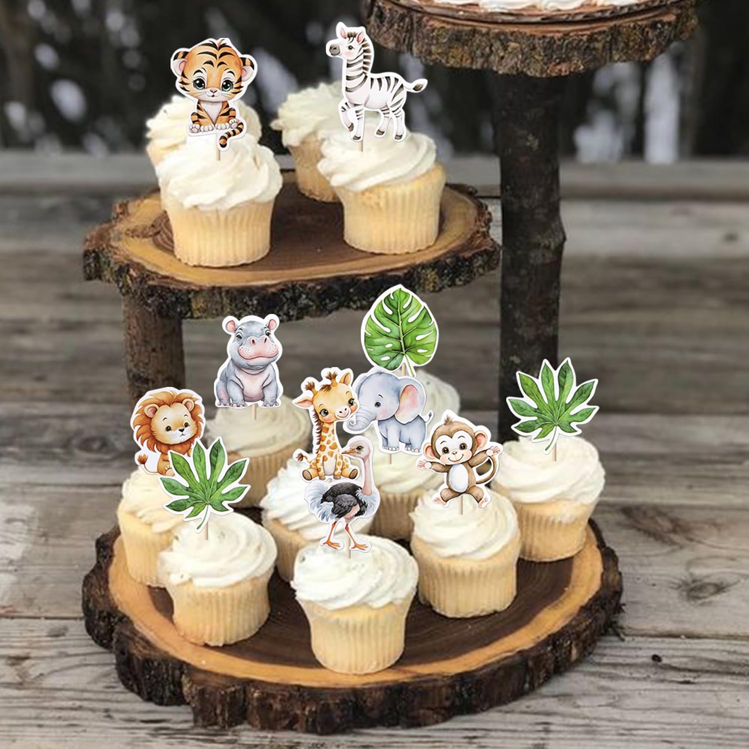 Rsstarxi 40 Pack Woodland Animal Cupcake Toppers
