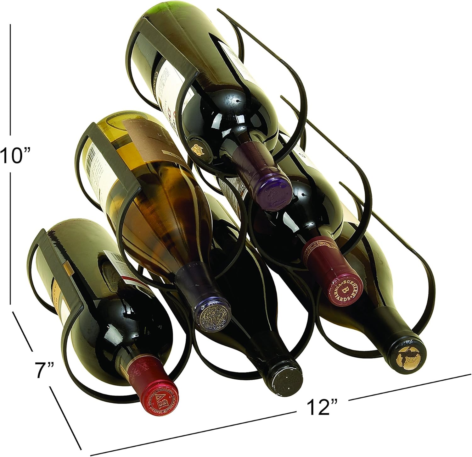 Deco 79 6 Bottle Metal Wine Rack with Curved Holders Black