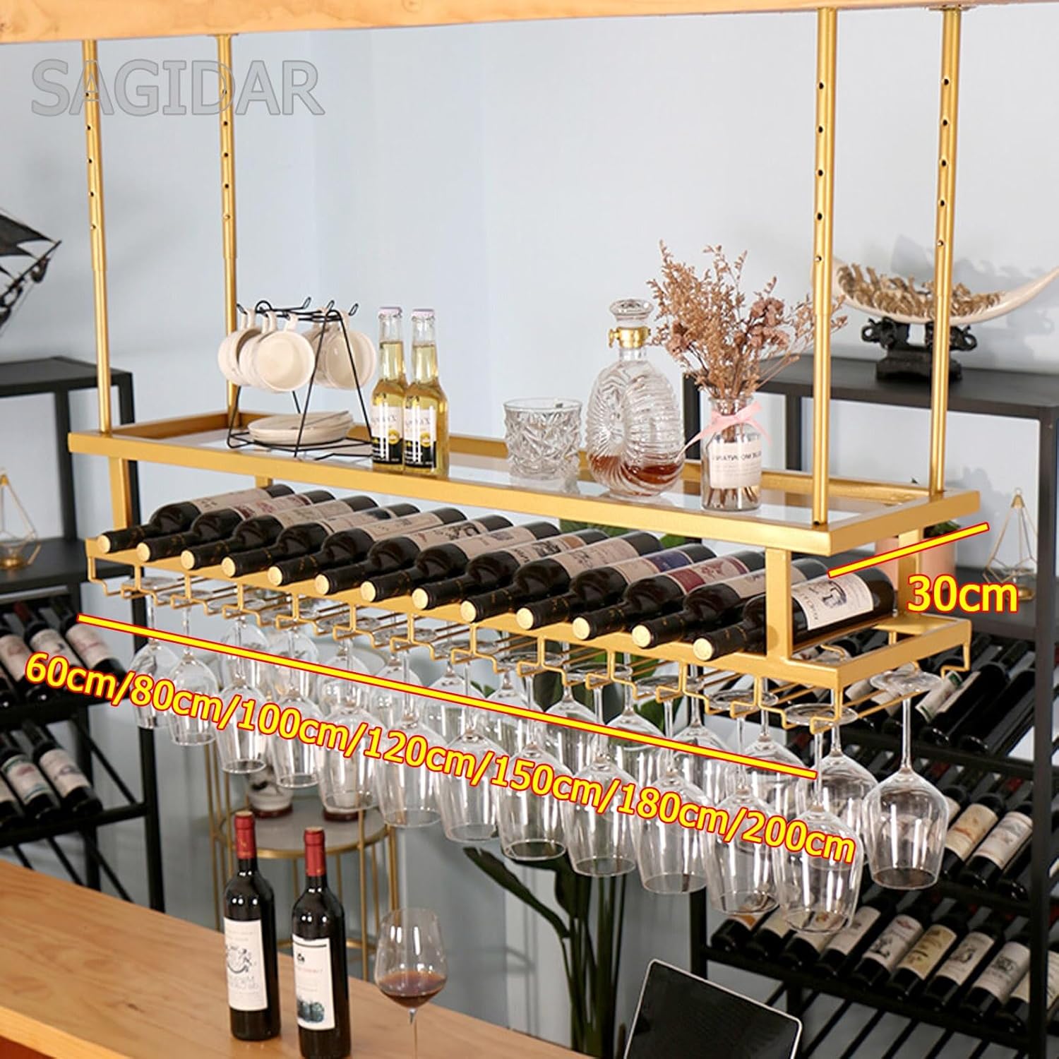 SAGIDAR Adjustable Ceiling Wine Rack