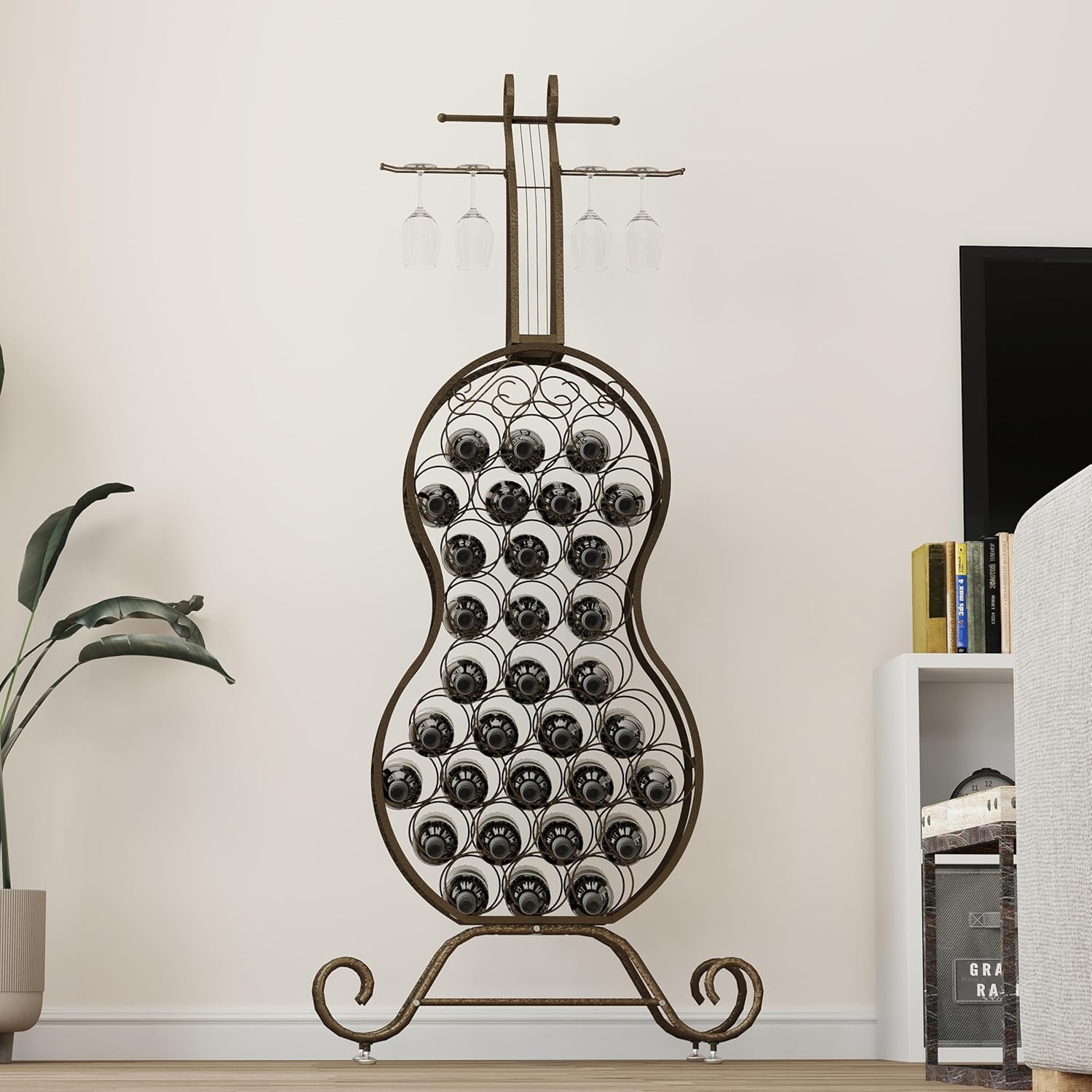 32 Bottles Display Holder Freestanding Wine Rack for Kitchen and Living Room