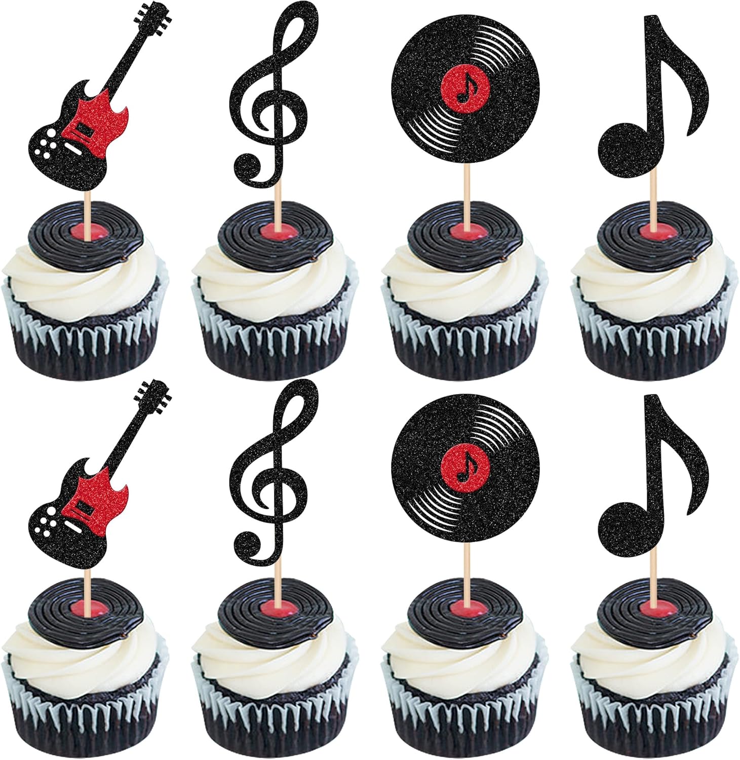ZHUOWEISM 24PCS Music Notes Cupcake Toppers 1