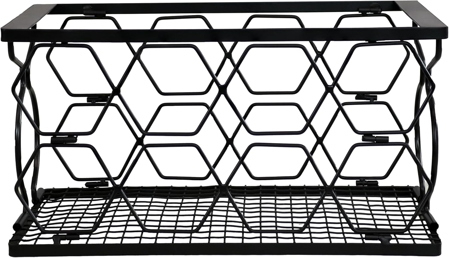 Sunnydaze 8-Bottle Metal Wine Rack - Black Foldable Kitchen Stand
