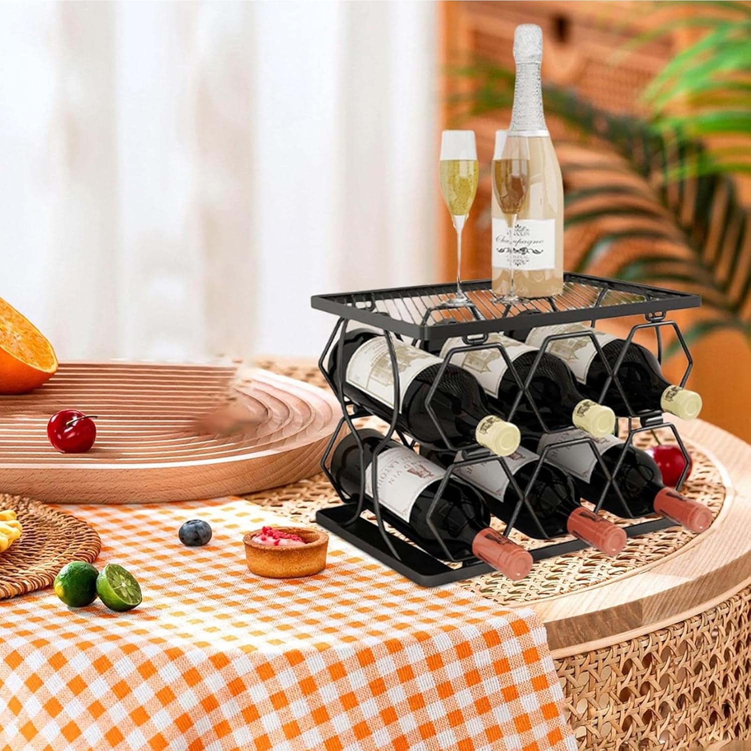 Modern Foldable Wine Rack for 6 Bottles