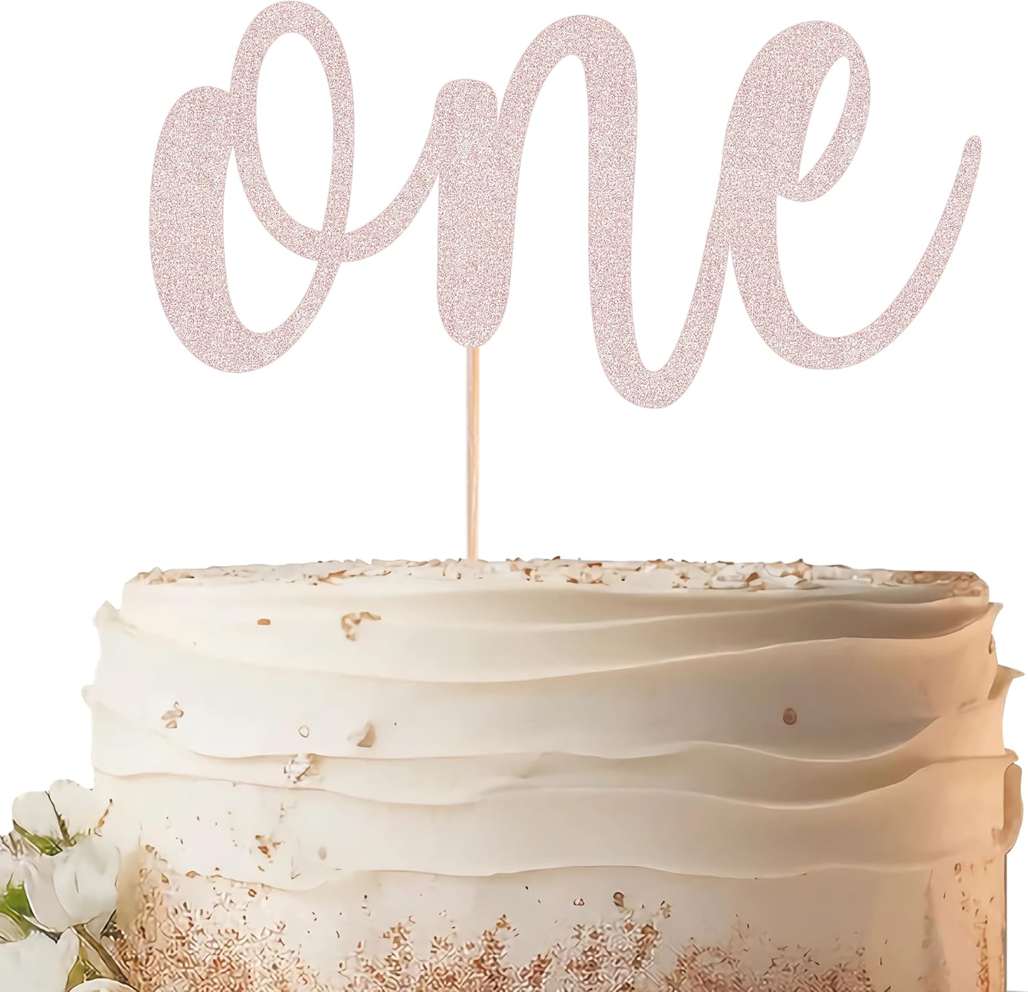 Rose Gold Glitter 1st Birthday Cake Topper