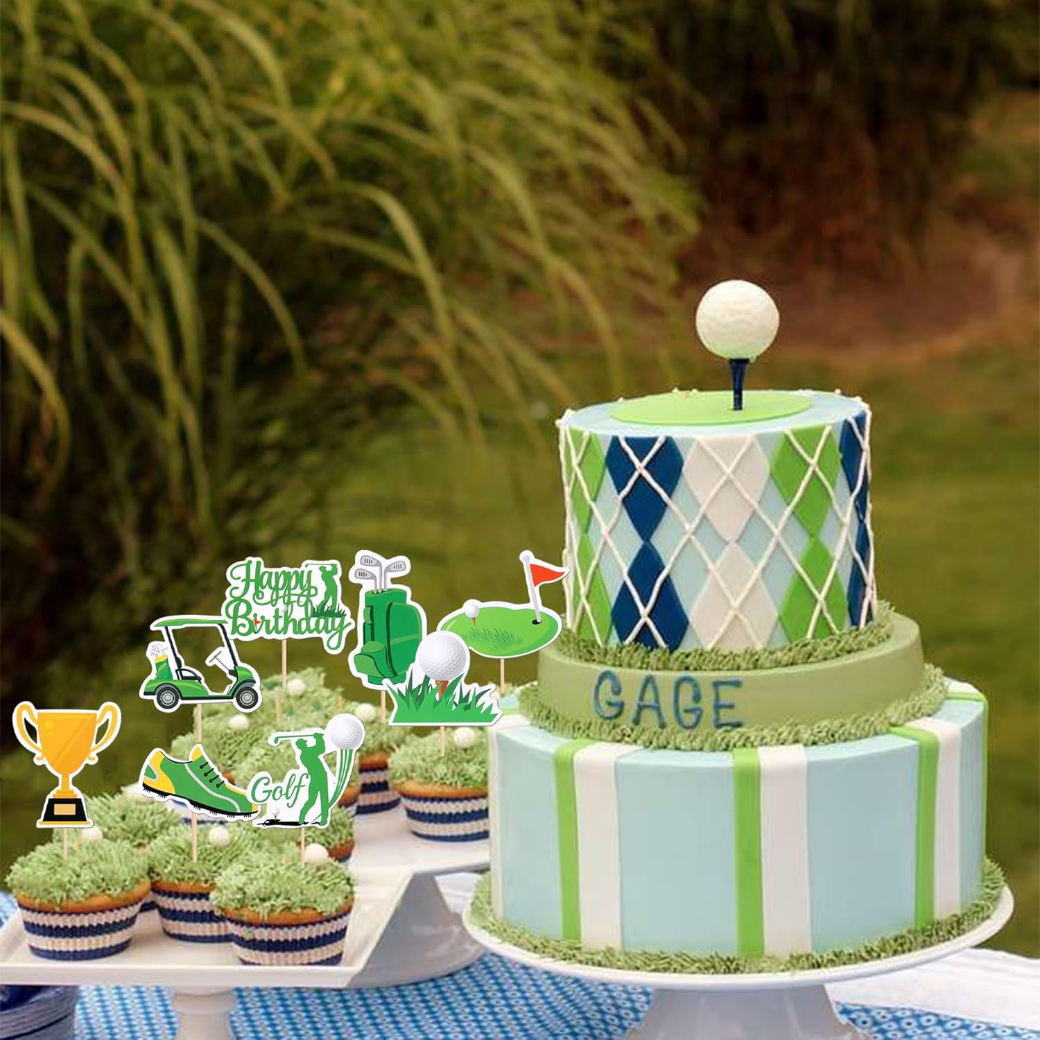 ZHUOWEISM 32PCS Golf Trophy Cupcake Toppers
