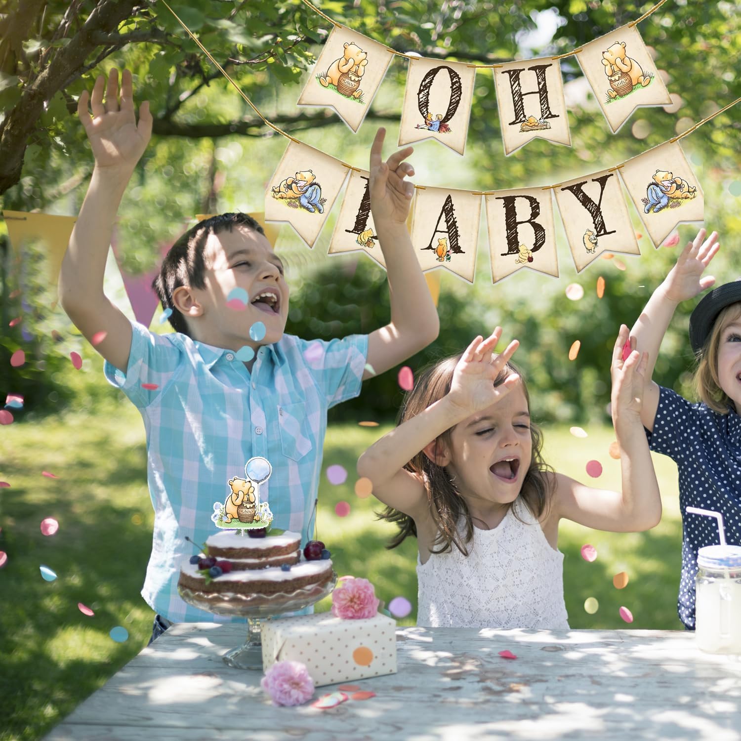 Classic Winnie Bear Cake Topper - Blue Bear Party Decoration