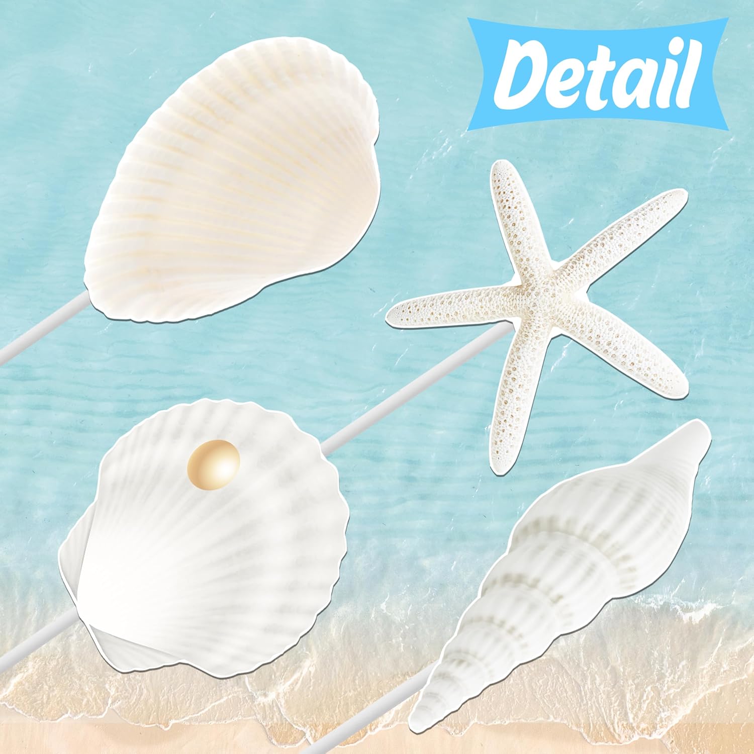 24pcs Beach Seashell Starfish Cupcake Toppers