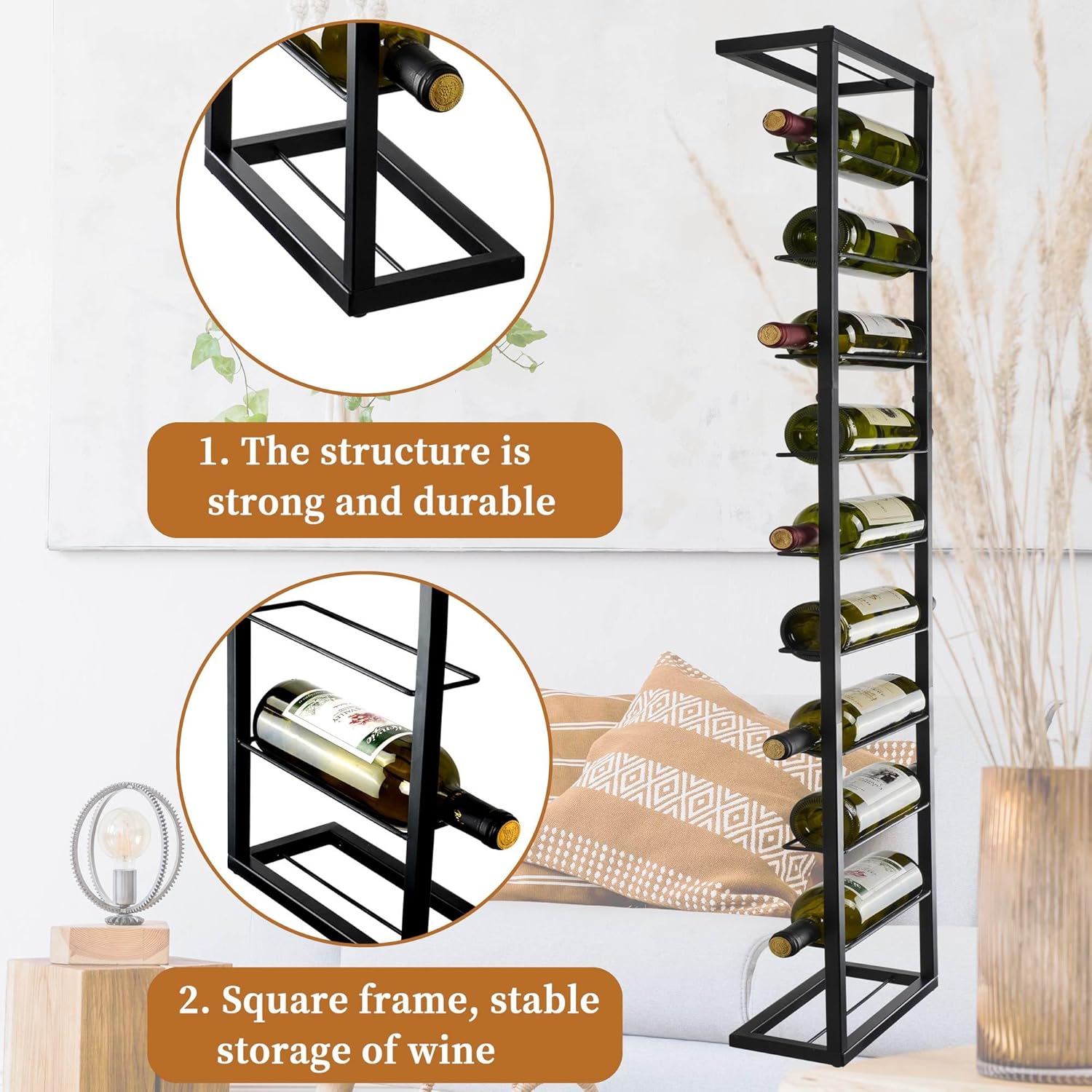 FLstudio Wall Wine Rack 10 Bottle Holder Organizer Display
