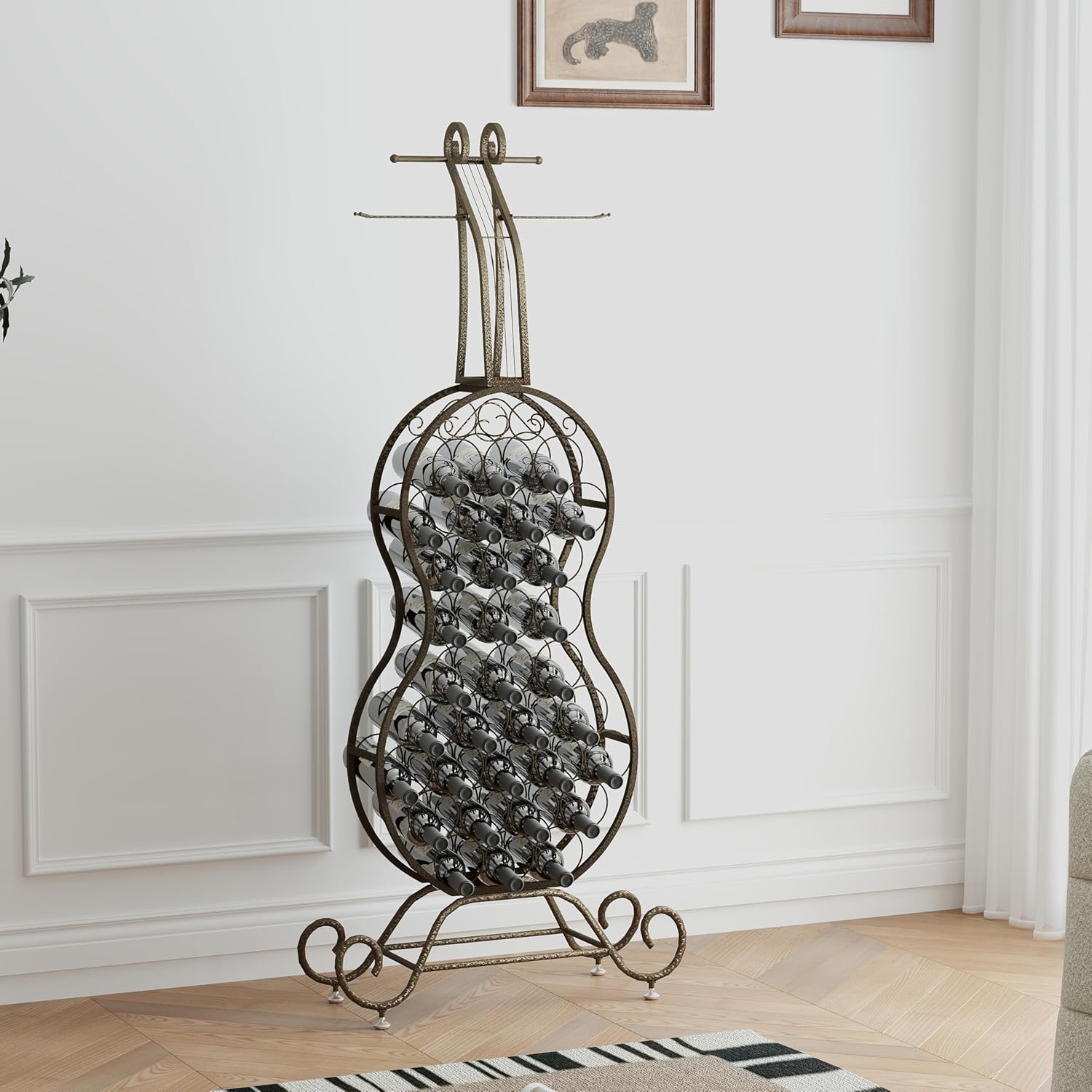 32 Bottles Display Holder Freestanding Wine Rack for Kitchen and Living Room