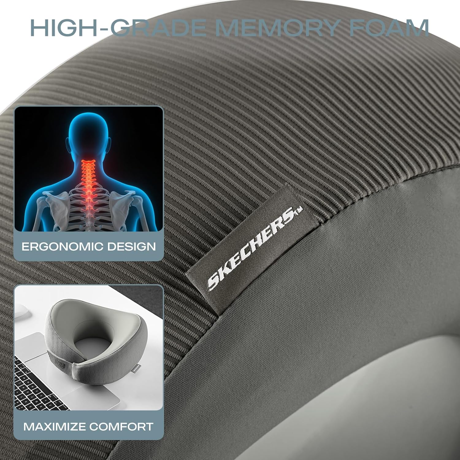 Skechers Memory Foam Travel Pillow for Neck Support