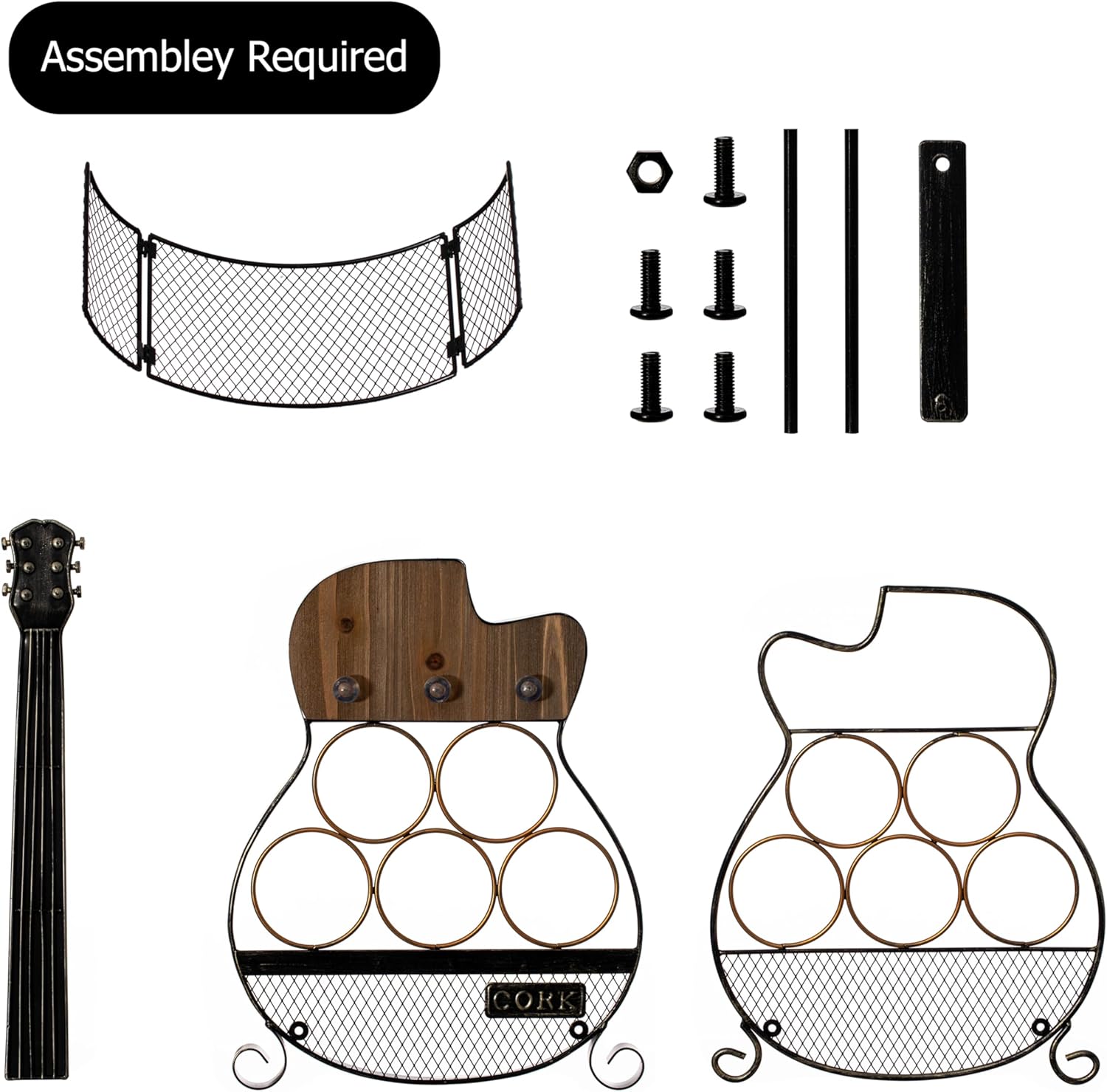 Vintiquewise Guitar Shape 5-Bottle Wine Rack