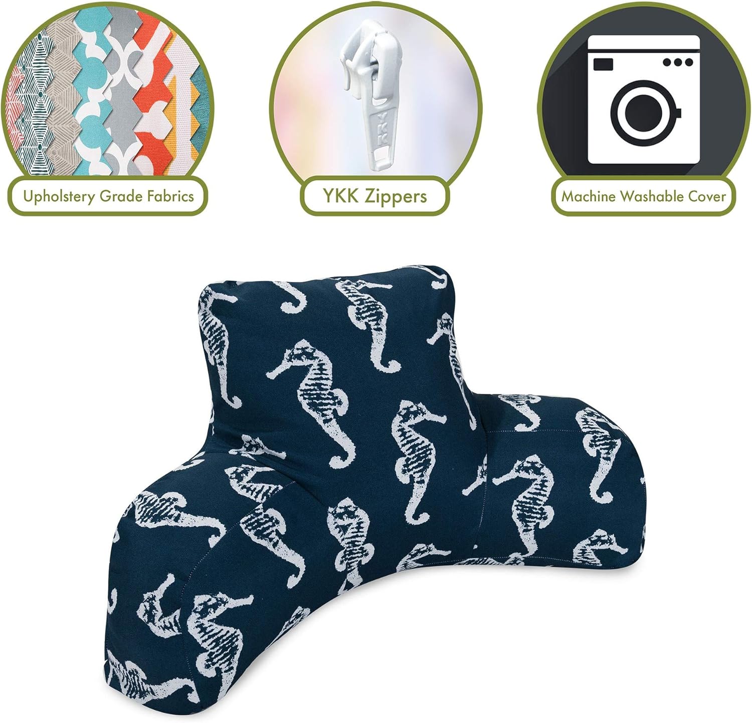 Majestic Home Goods Sea Horse Reading Pillow Navy