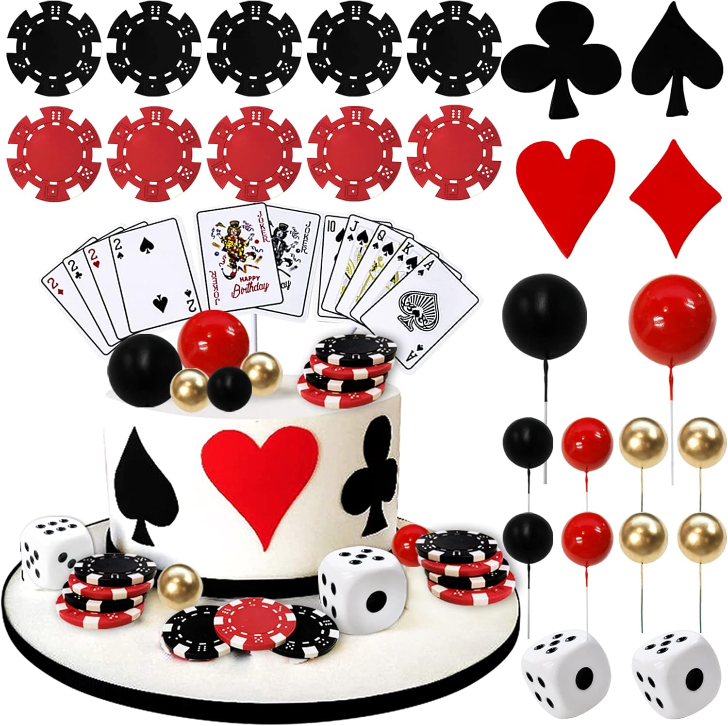 29PCS Casino Cake Decorations Non-Edible Set