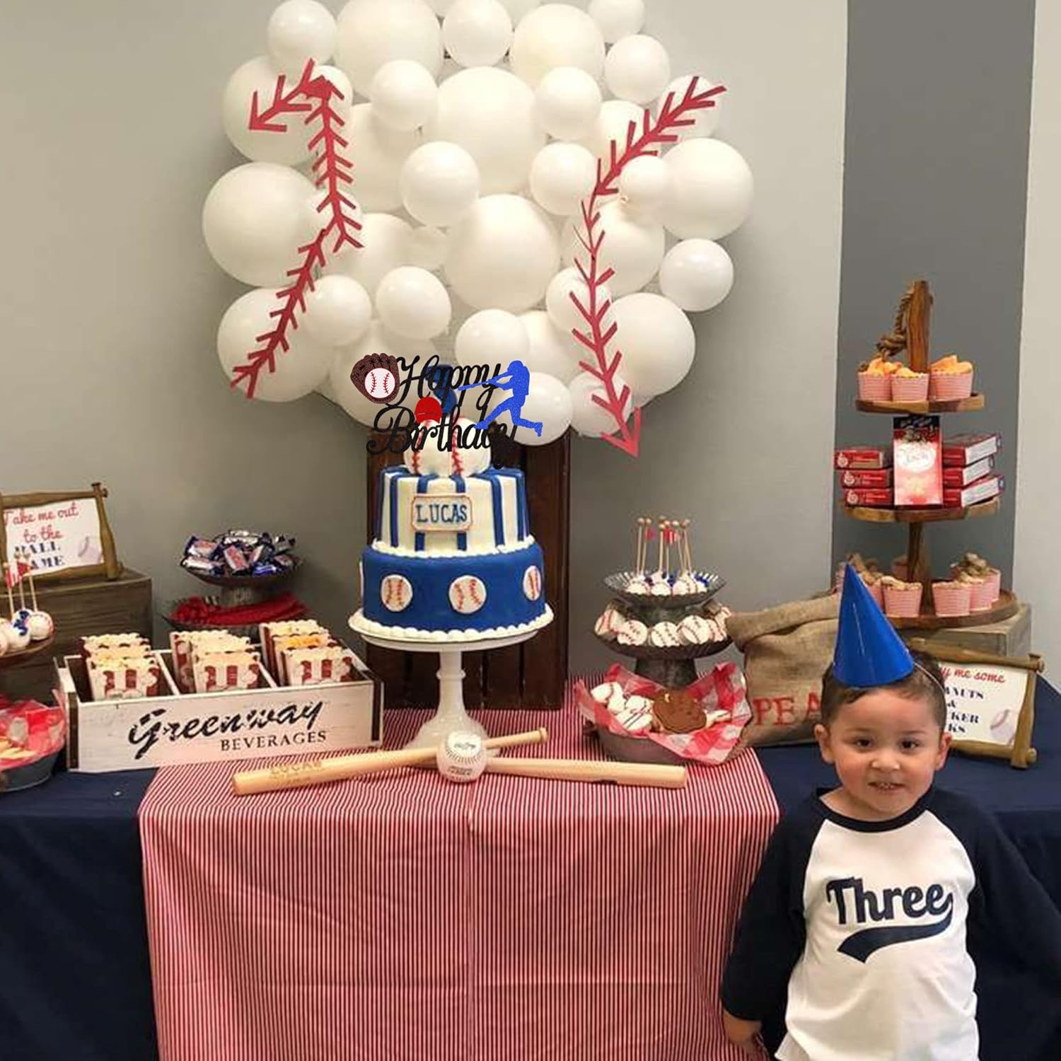 ZHUOWEISM 1PCS Glitter Baseball Cake Topper for Birthday Parties