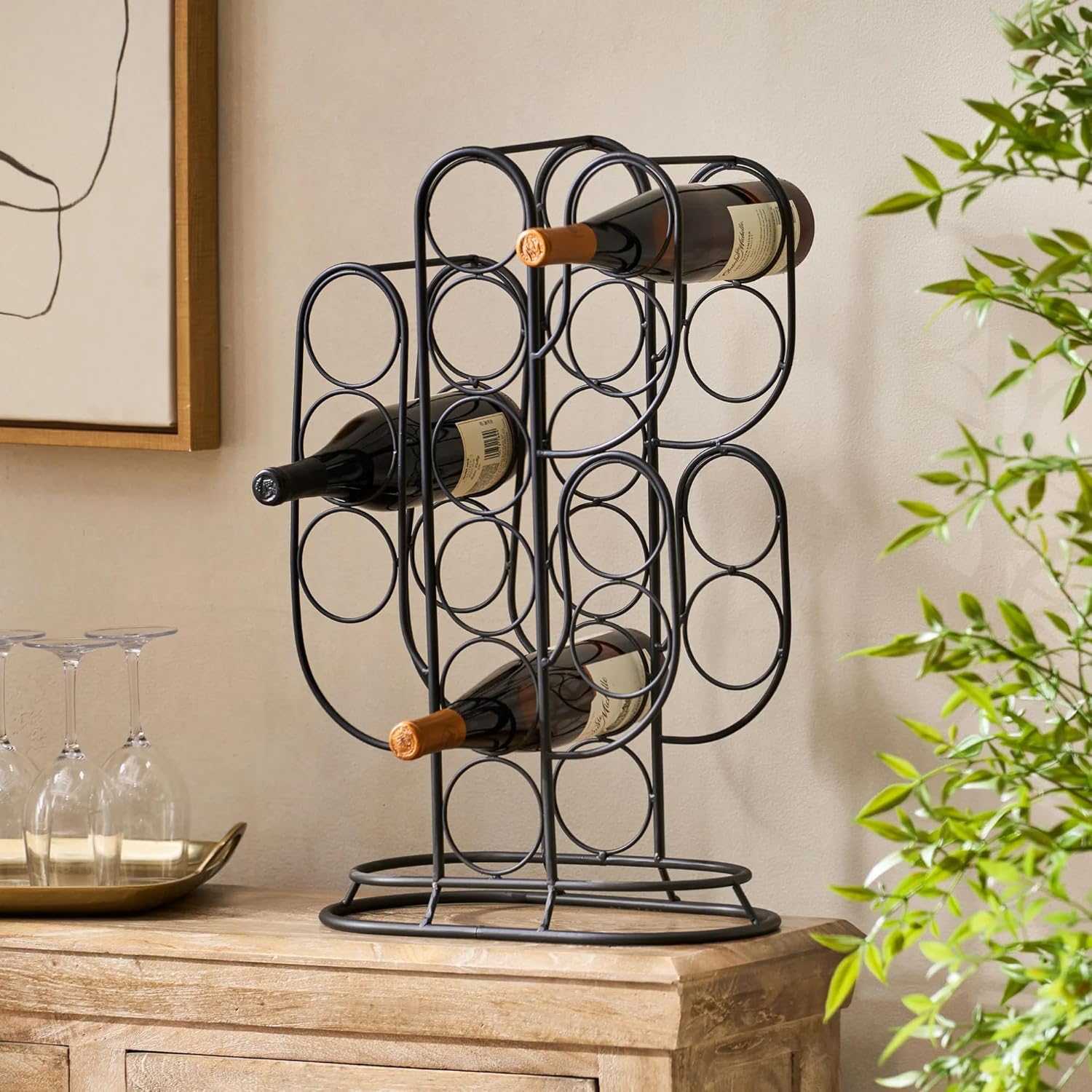 Welpson Tabletop Wine Rack with Cactus Design
