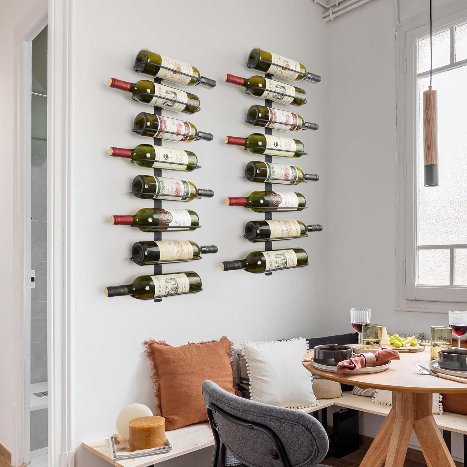 AQAREA Wall-Mounted Wine Rack 8 Bottles SpaceSaver Organizer