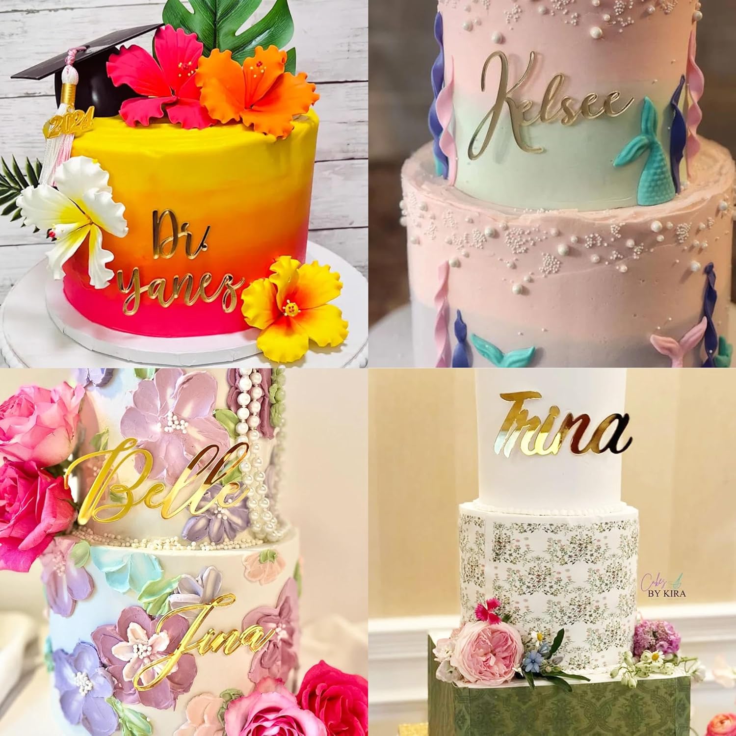 Custom Acrylic Cake Name Plate Personalized Wedding Birthday Decoration