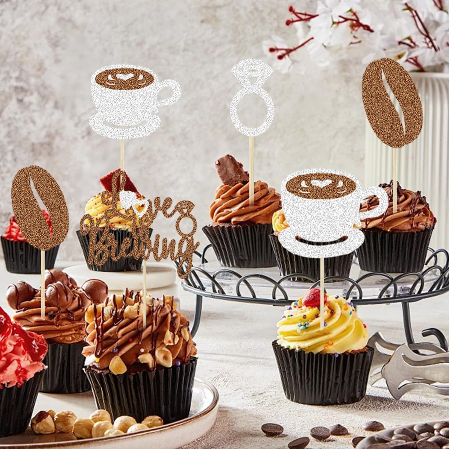 Pretyps 13Pcs Coffee Themed Cake Toppers 1