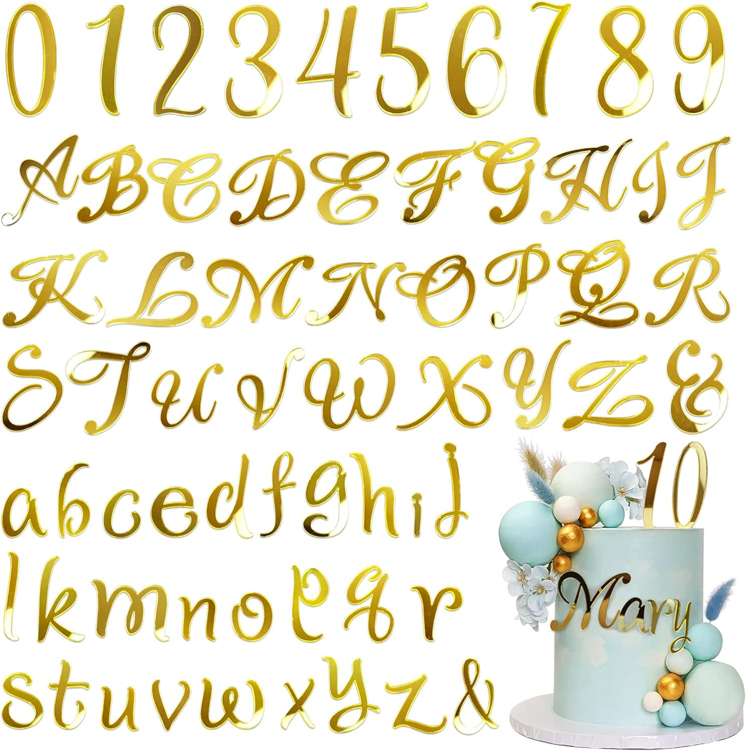 91PCS Acrylic Letter Number Cake Toppers DIY Decoration Set