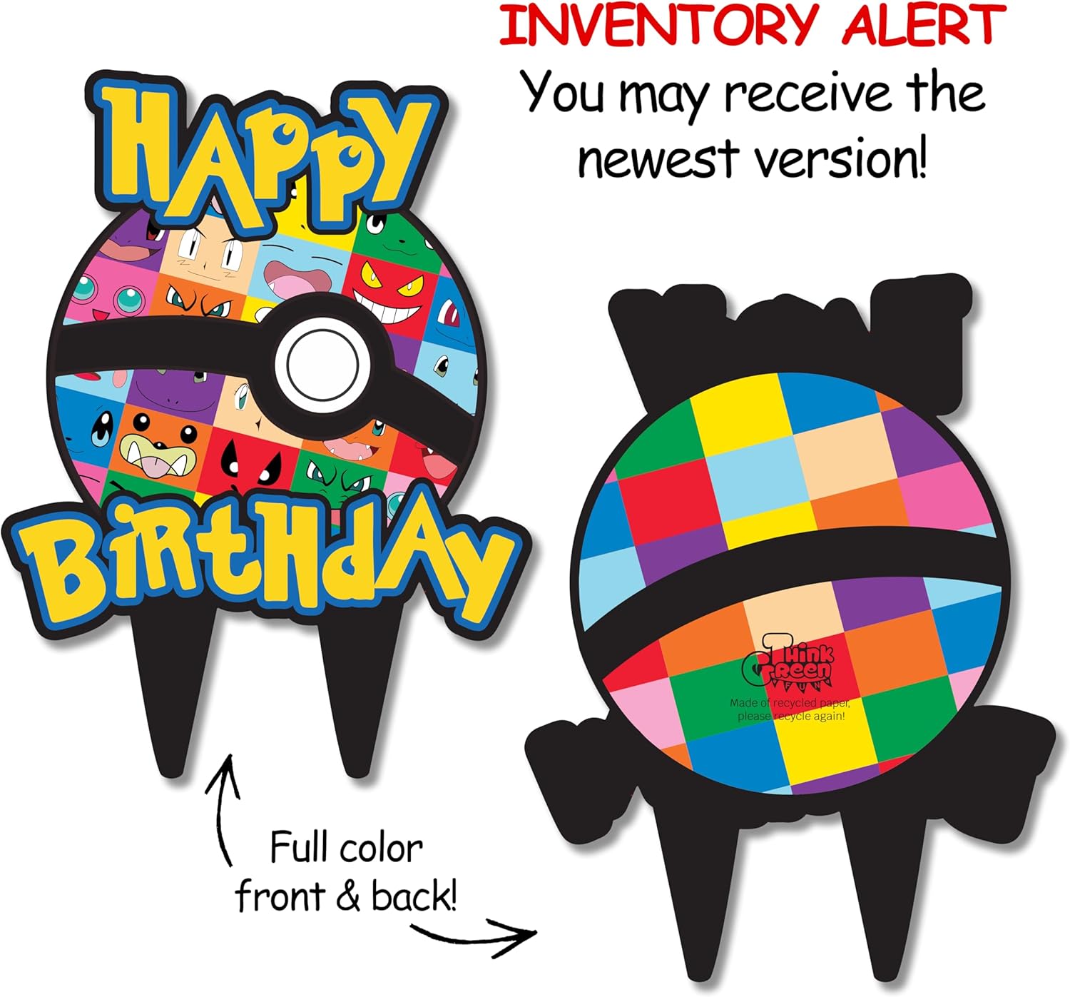 Think Green Fun Anime Poke Mon Cake Topper