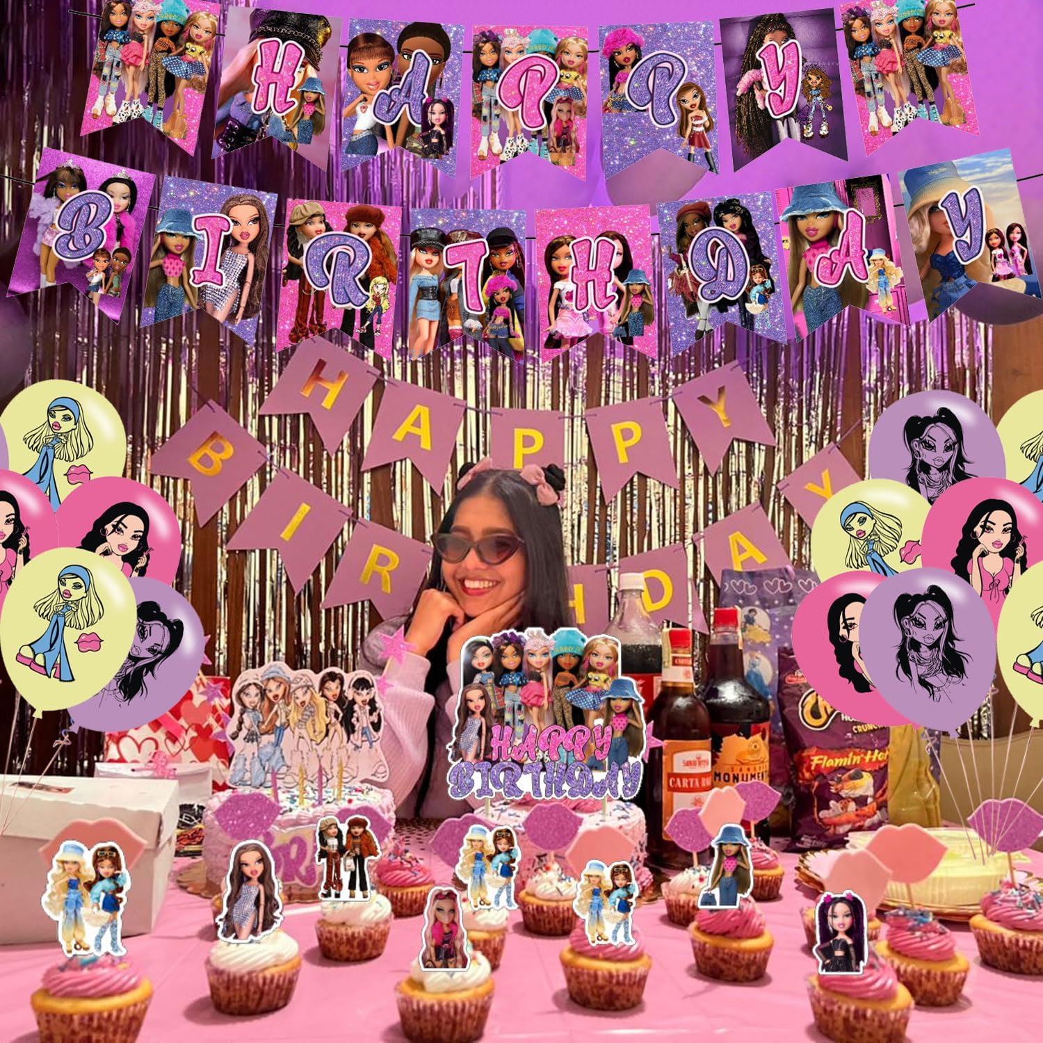 Brat Girl Party Decorations Set with Banner and Balloons