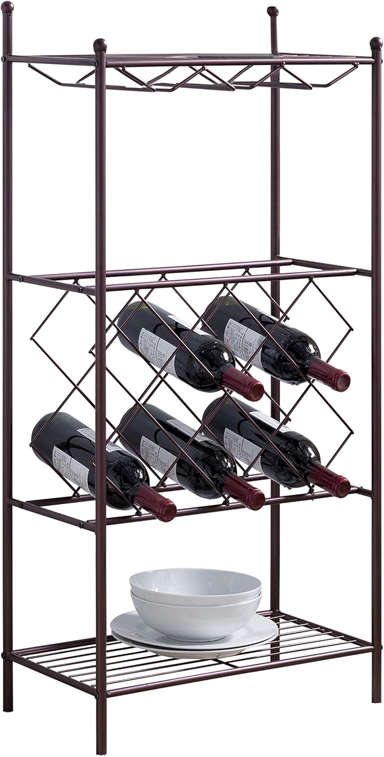 Kings Brand Furniture Bronze Freestanding Wine Rack Stand