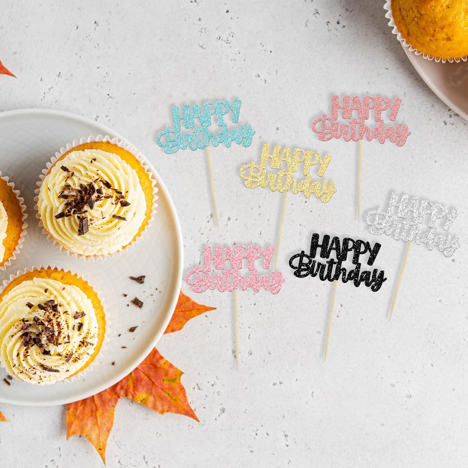 Gyufise 24Pcs Happy Birthday Cupcake Toppers