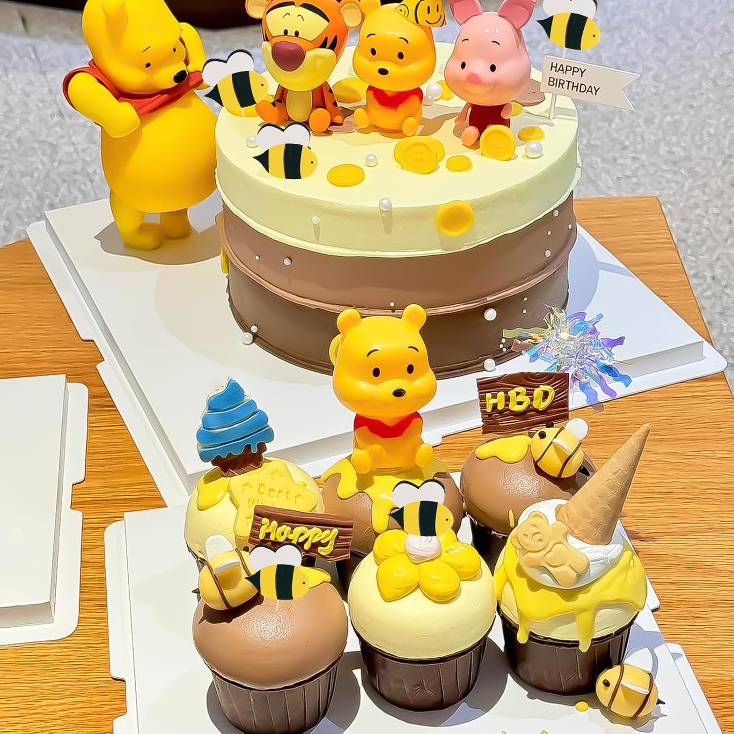 Newmemo Winnie Cake Toppers 12Pcs Birthday Decorations