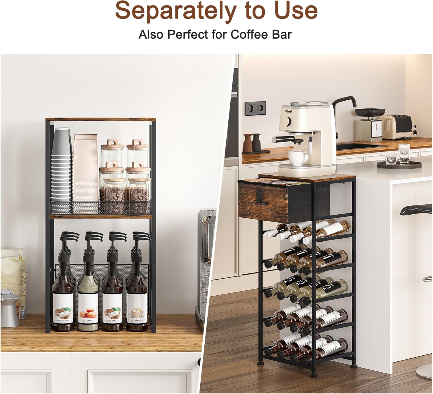 TQVAI 7-Tier Wine Rack Modular Split Design Space-Saving Floor Cabinet