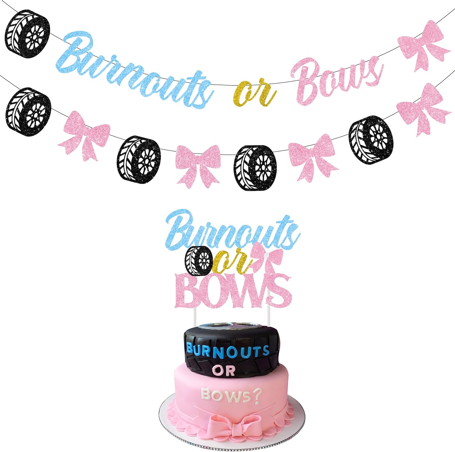 Balterever Gender Reveal Decorations Blue Pink Bunting Banner Kit