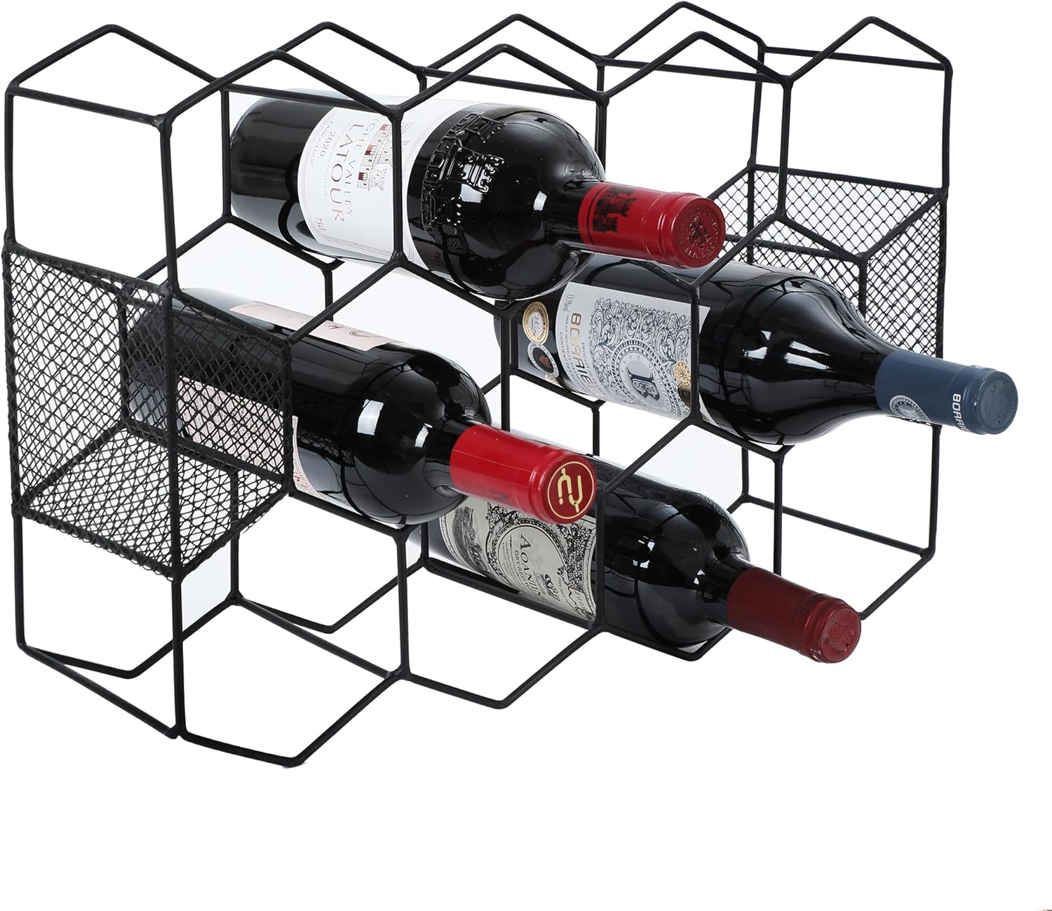 KFN 14 Bottle Tabletop Wine Rack Modern Black Metal 3 Tier